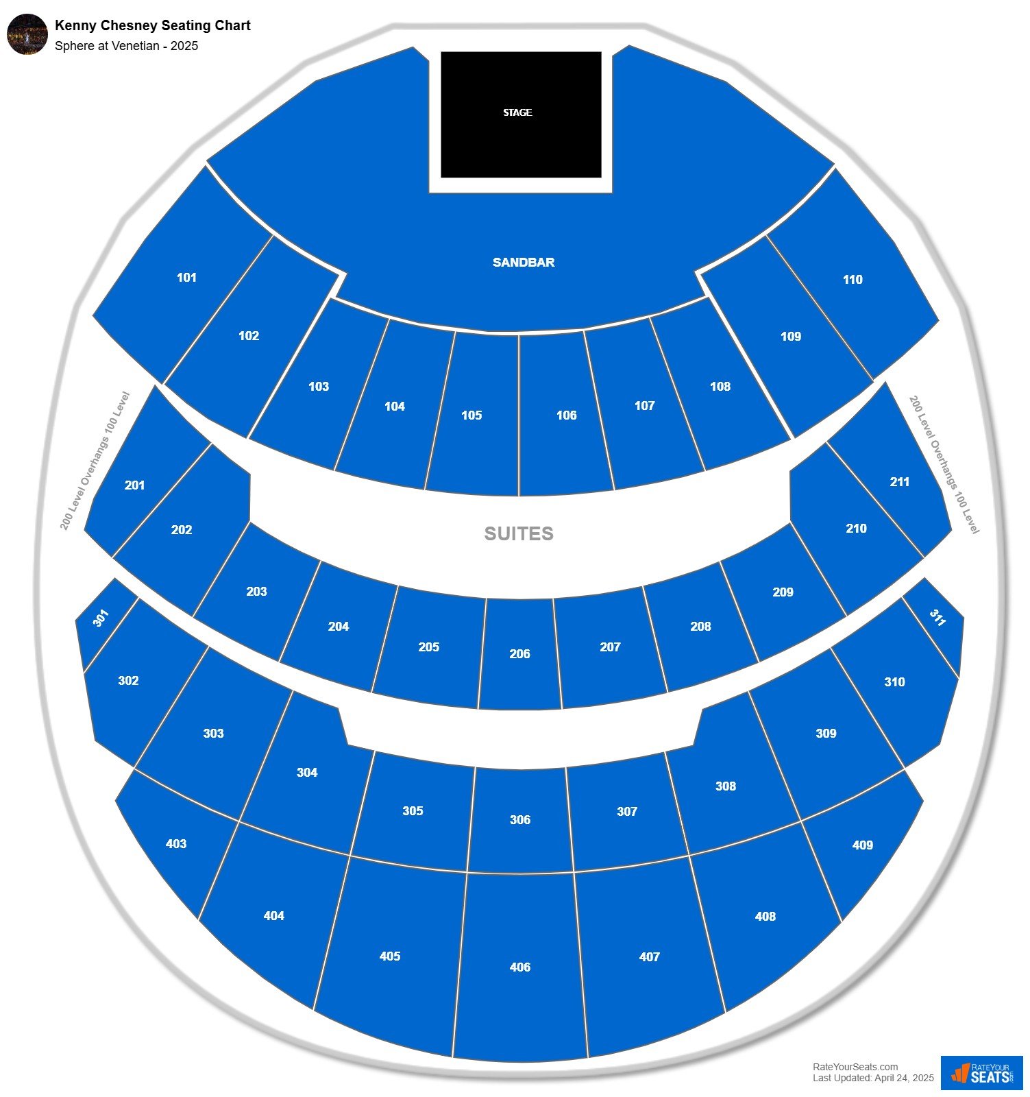 Kenny Chesney seating chart Sphere at Venetian