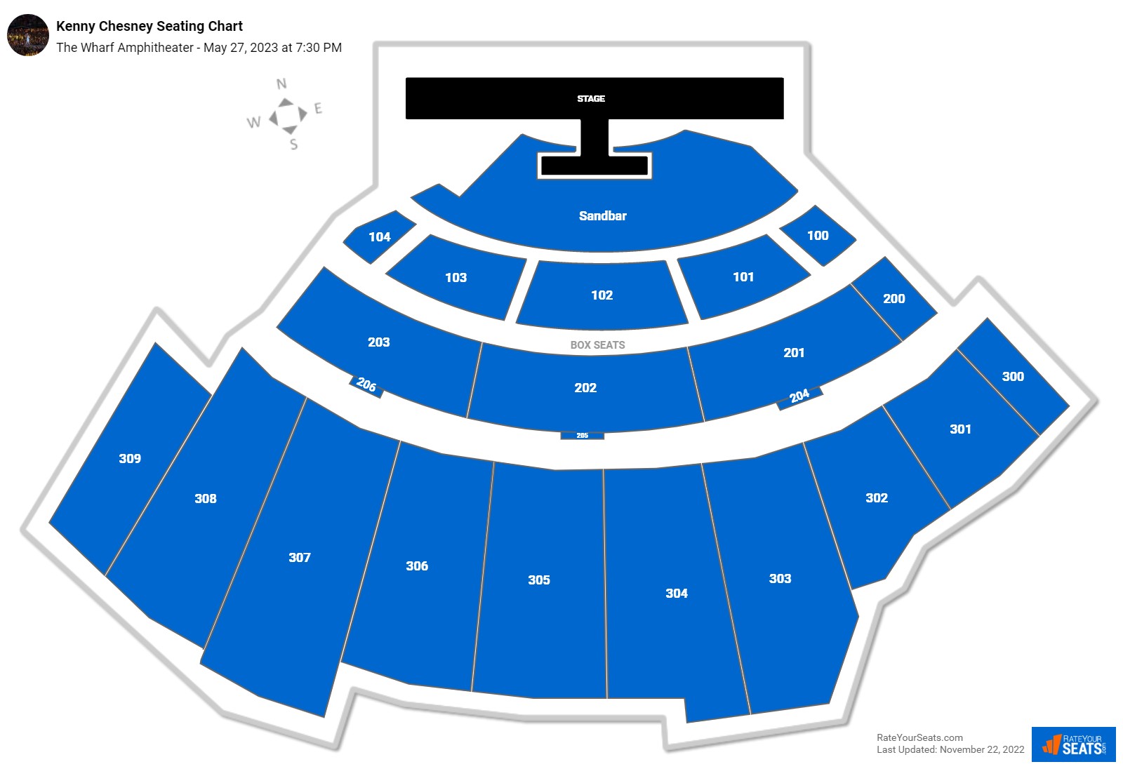 Kenny Chesney seating chart The Wharf Amphitheater