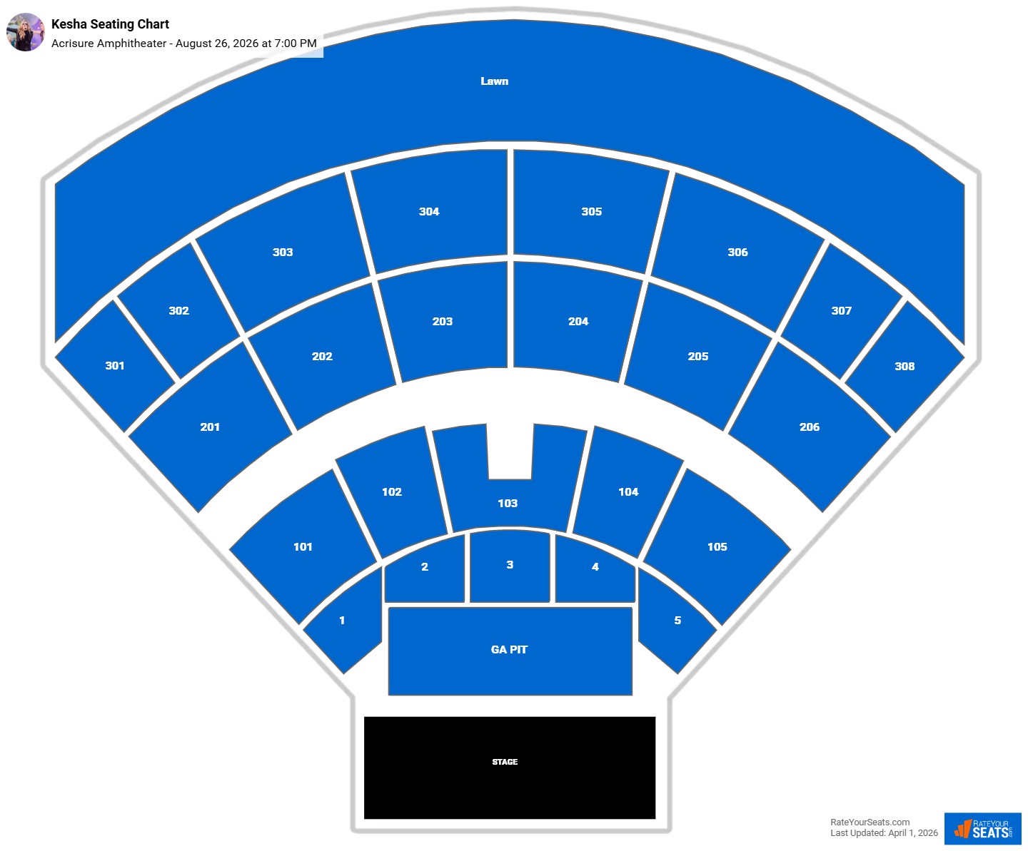 Kesha seating chart Acrisure Amphitheater