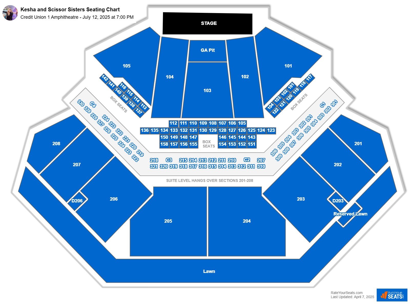 Kesha and Scissor Sisters seating chart Credit Union 1 Amphitheatre