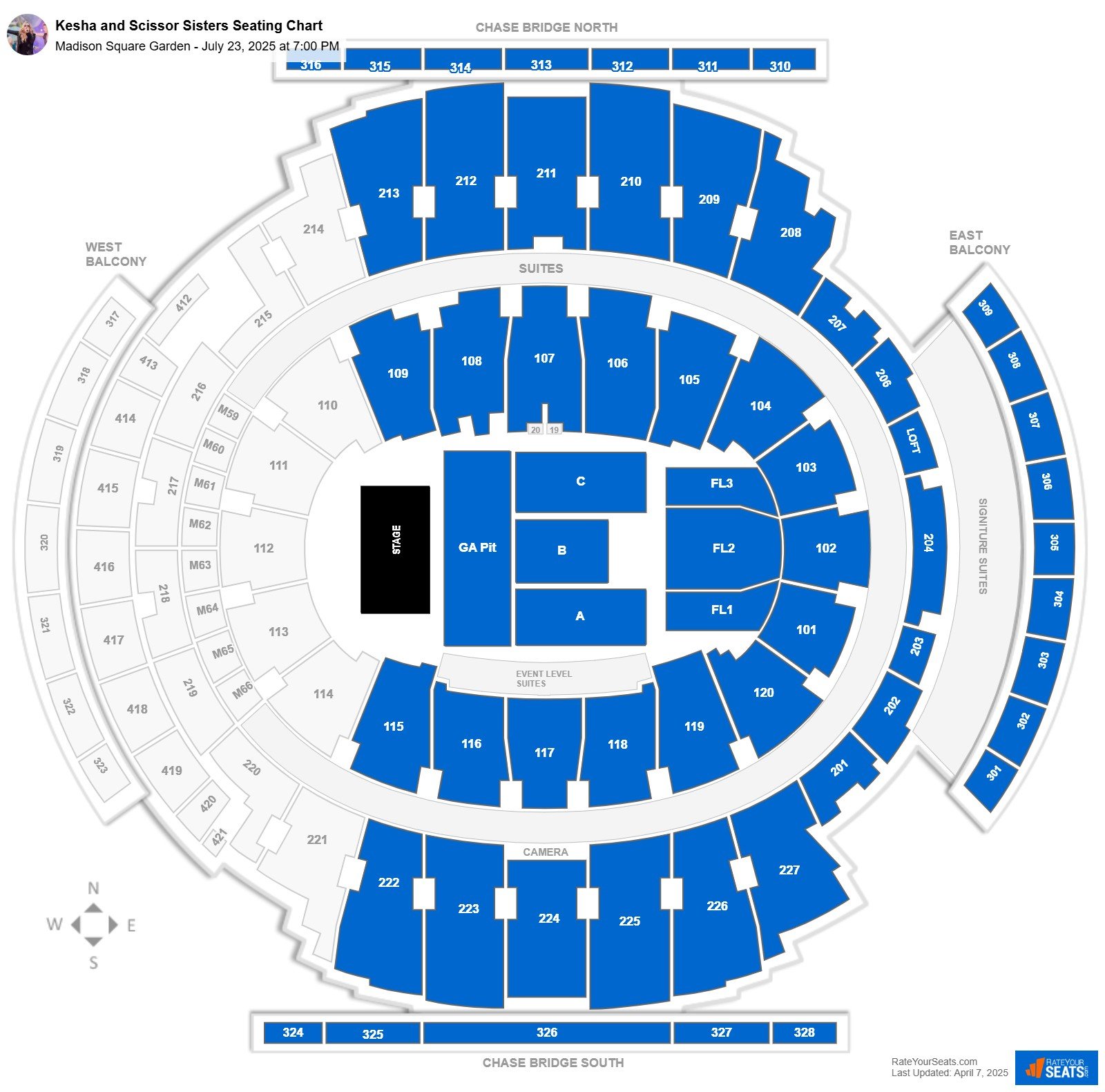 Kesha and Scissor Sisters seating chart Madison Square Garden
