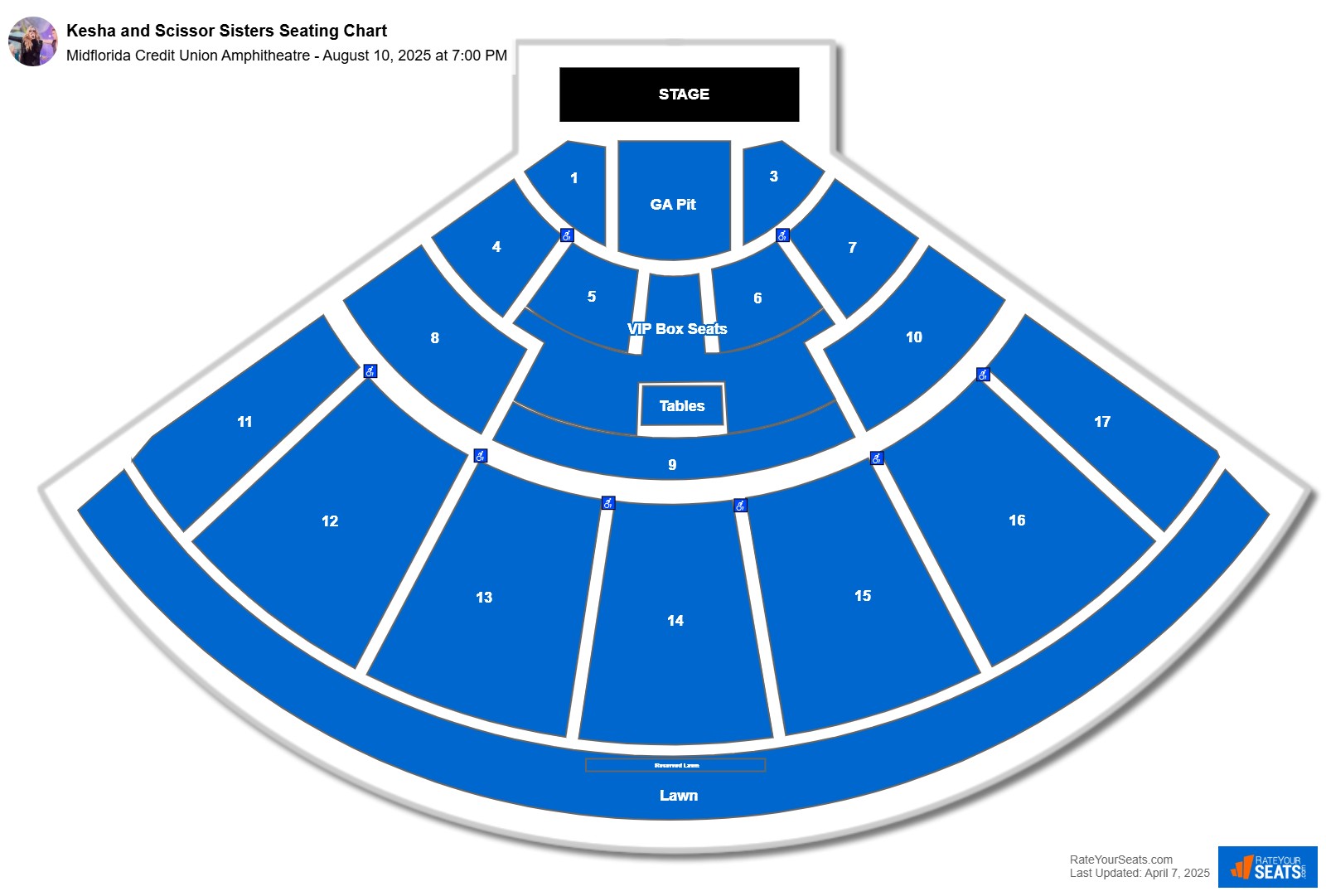 Kesha and Scissor Sisters seating chart Midflorida Credit Union Amphitheatre
