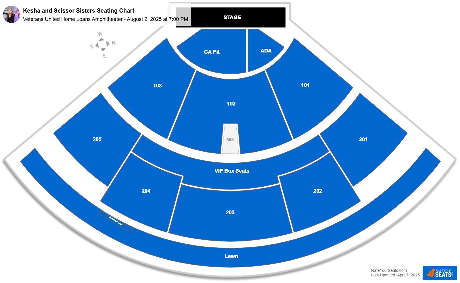 Kesha and Scissor Sisters seating chart Veterans United Home Loans Amphitheater
