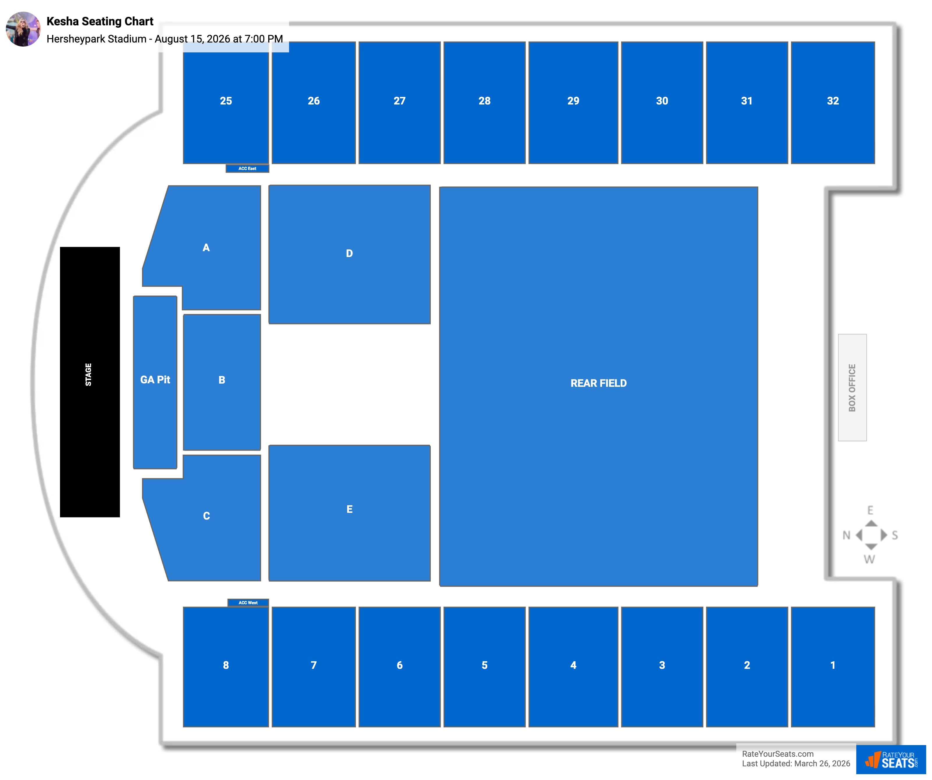 Kesha seating chart Hersheypark Stadium