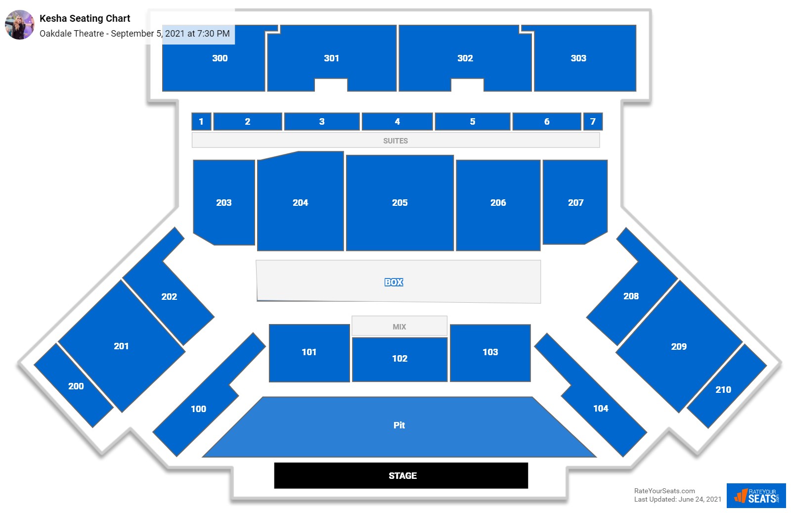 Kesha seating chart Oakdale Theatre
