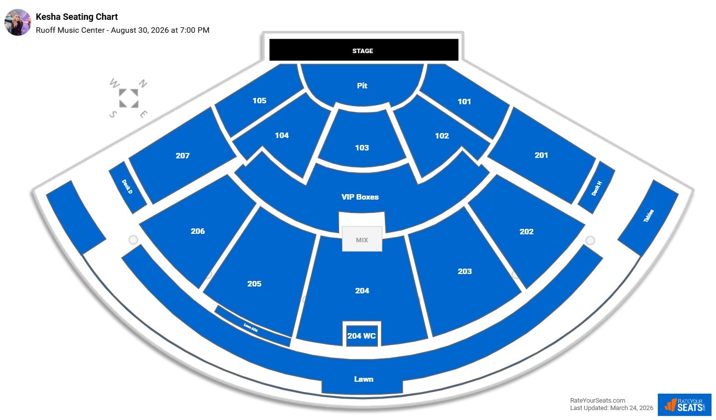 Kesha seating chart Ruoff Music Center