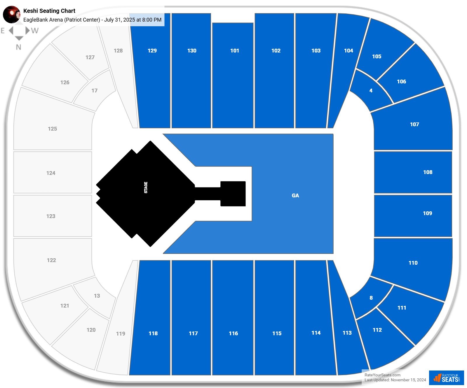 Keshi seating chart EagleBank Arena