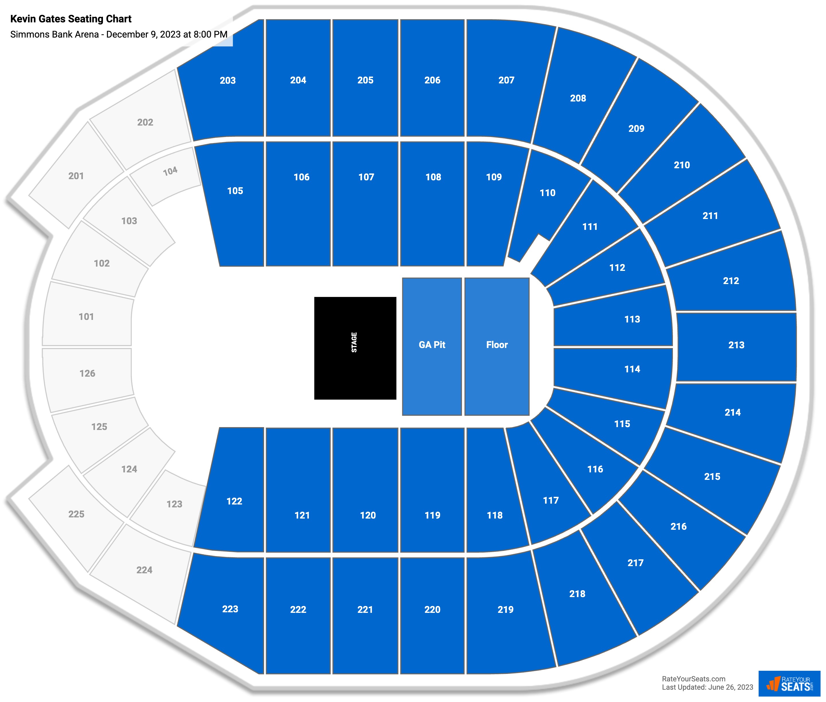 Kevin Gates seating chart Simmons Bank Arena