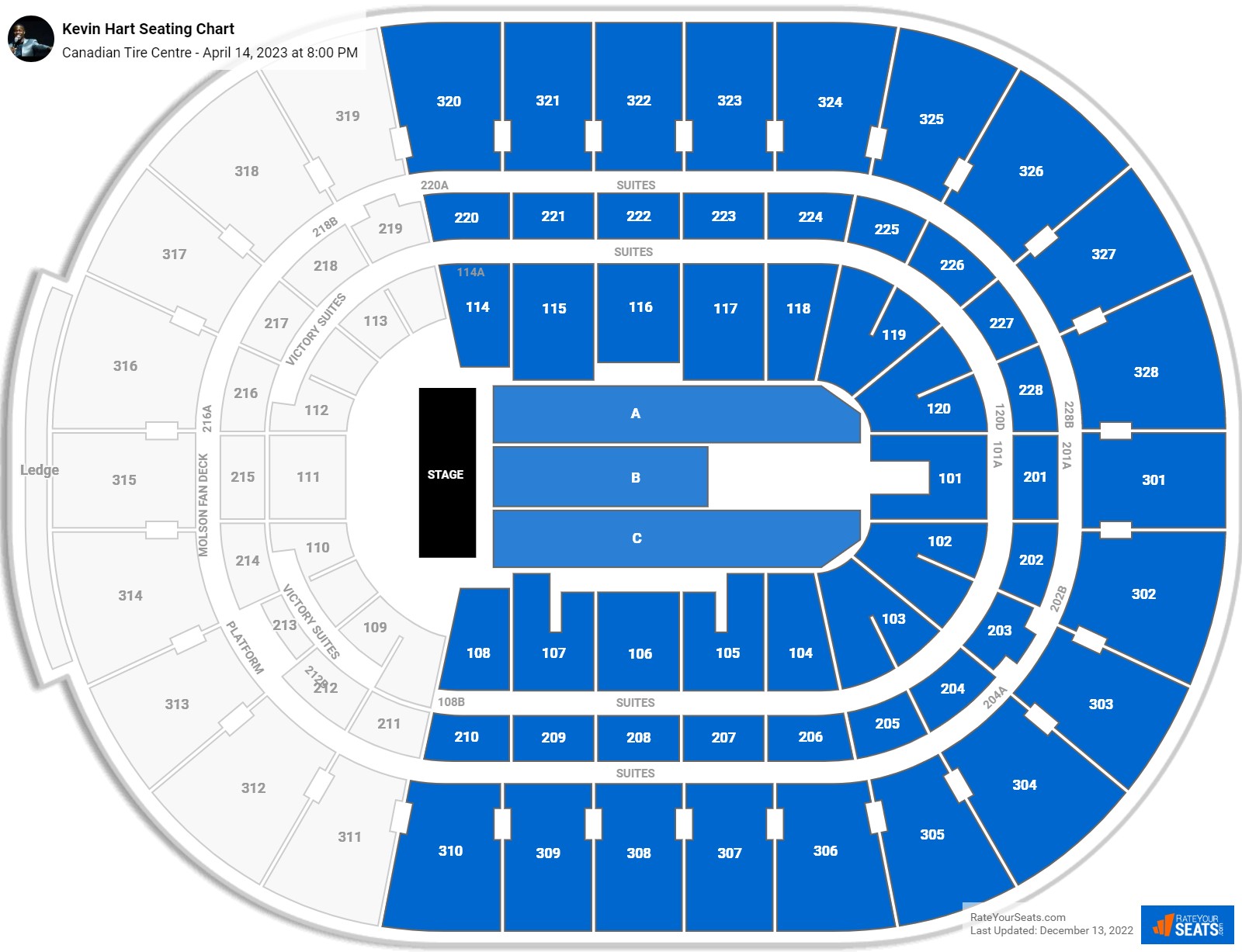 Kevin Hart seating chart Canadian Tire Centre