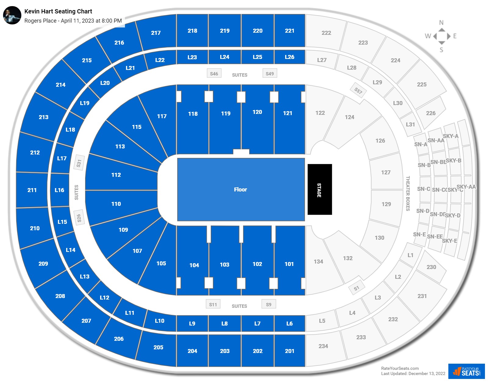 Kevin Hart seating chart Rogers Place