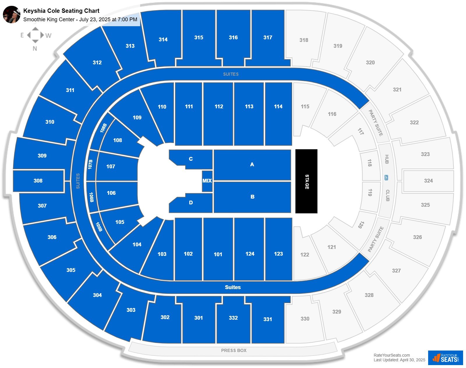Keyshia Cole seating chart Smoothie King Center
