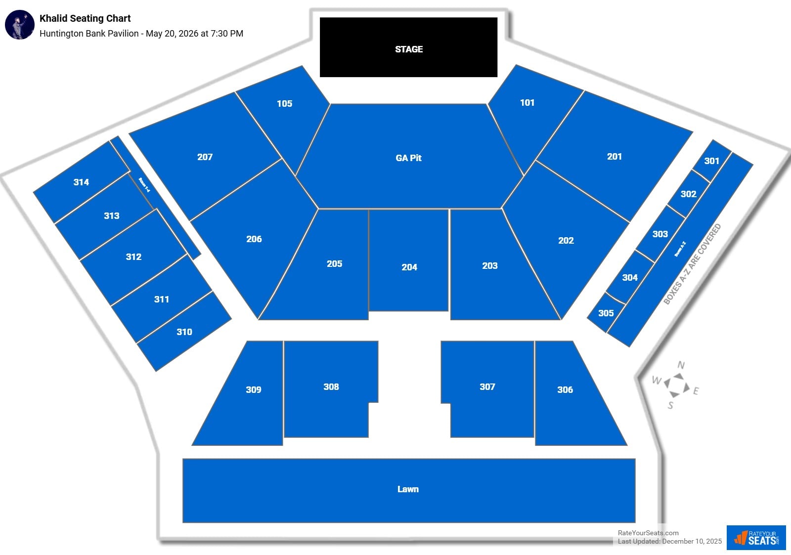 Khalid seating chart Huntington Bank Pavilion (at Northerly Island)