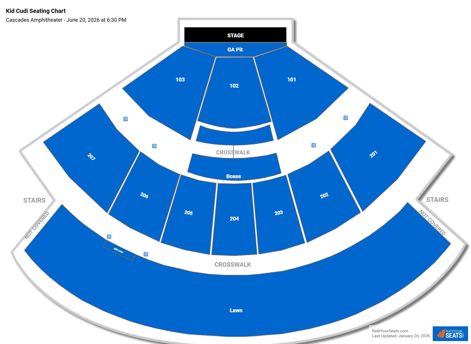 Kid Cudi seating chart Cascades Amphitheater
