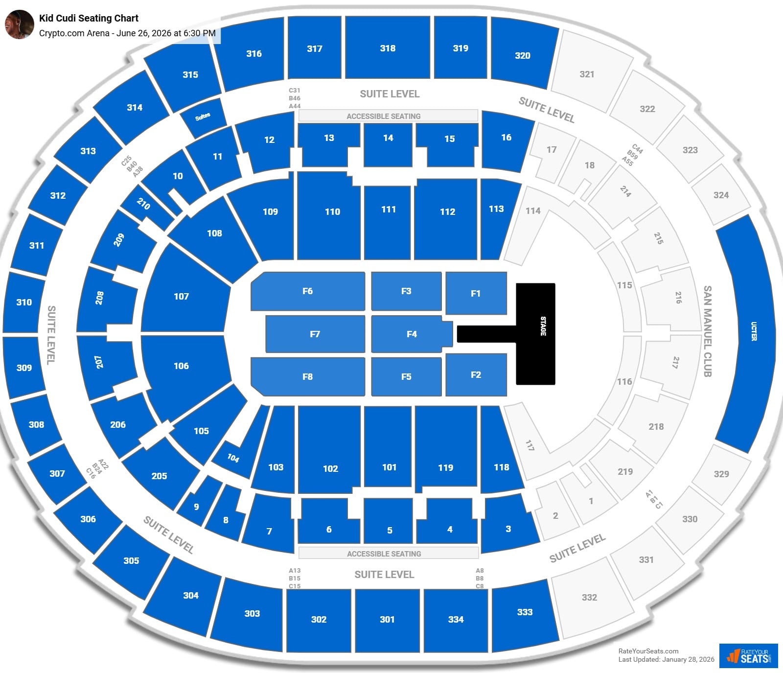 Kid Cudi seating chart Crypto.com Arena