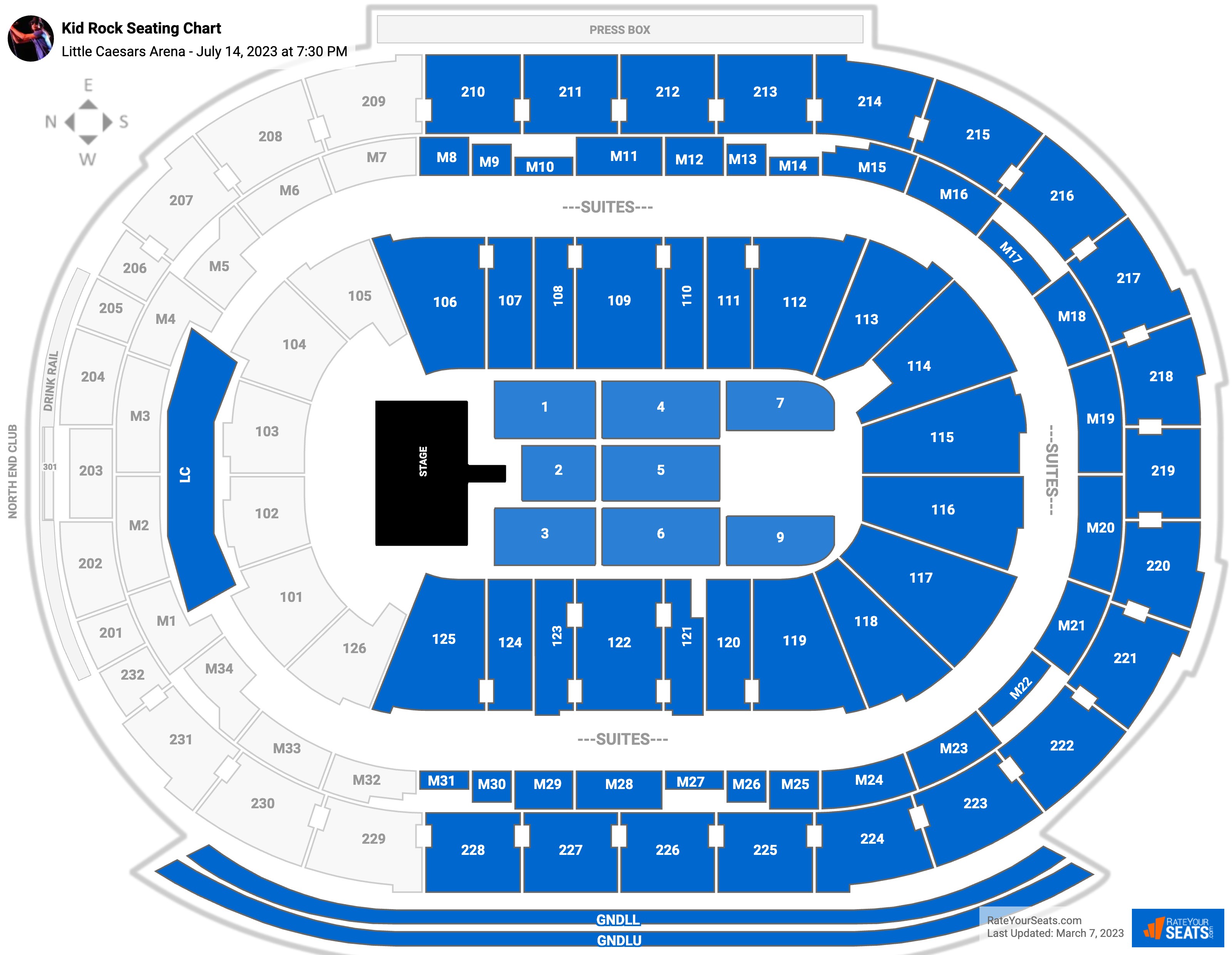 Kid Rock seating chart Little Caesars Arena