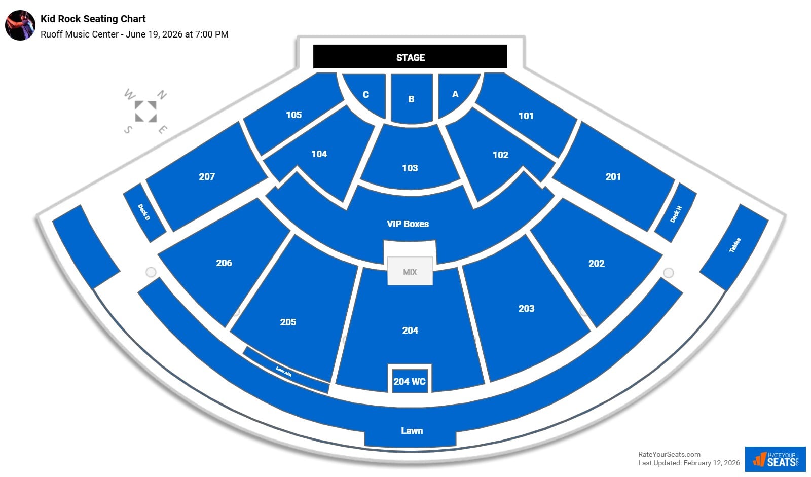 Kid Rock seating chart Ruoff Music Center