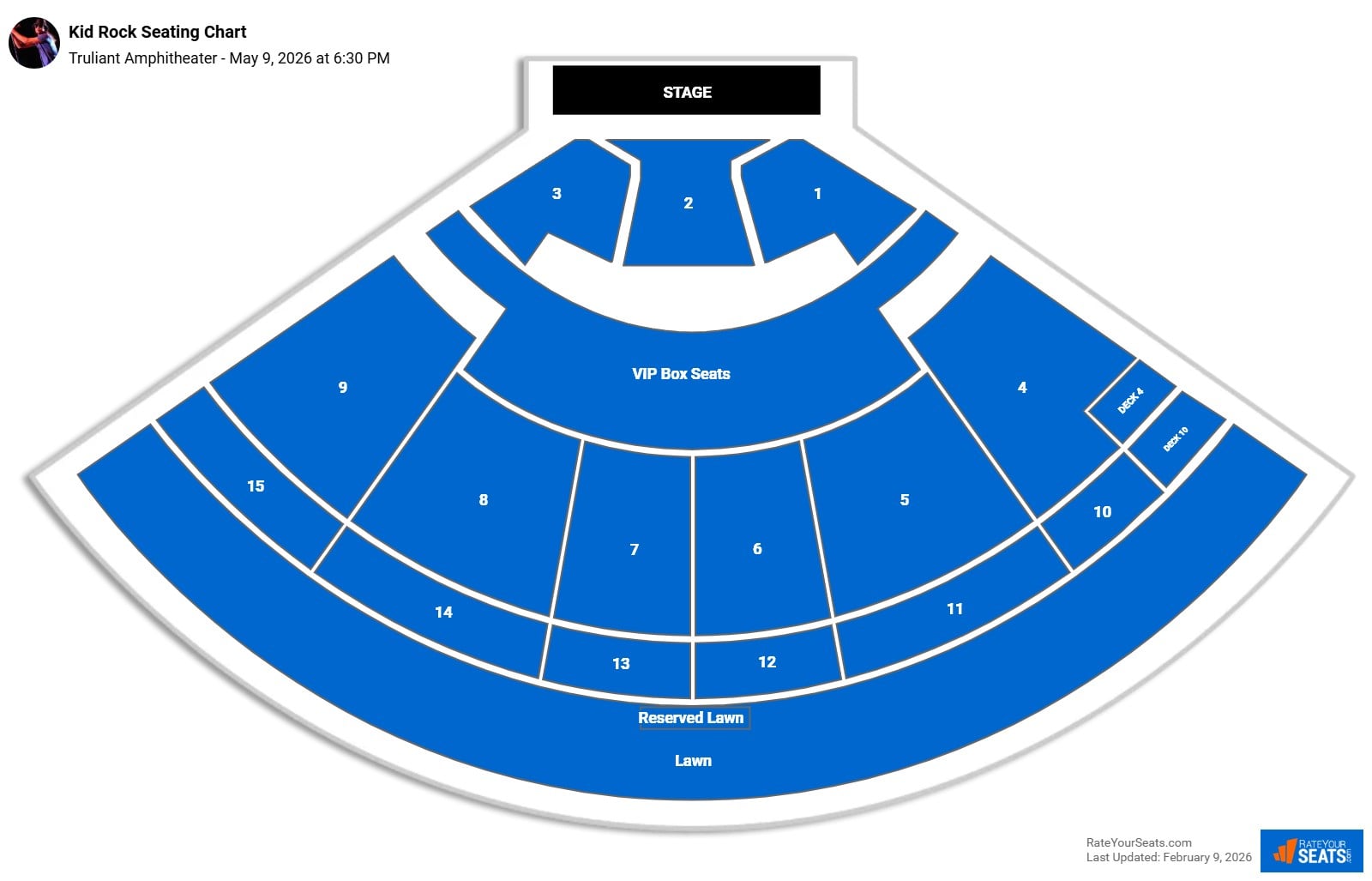 Kid Rock seating chart Truliant Amphitheater