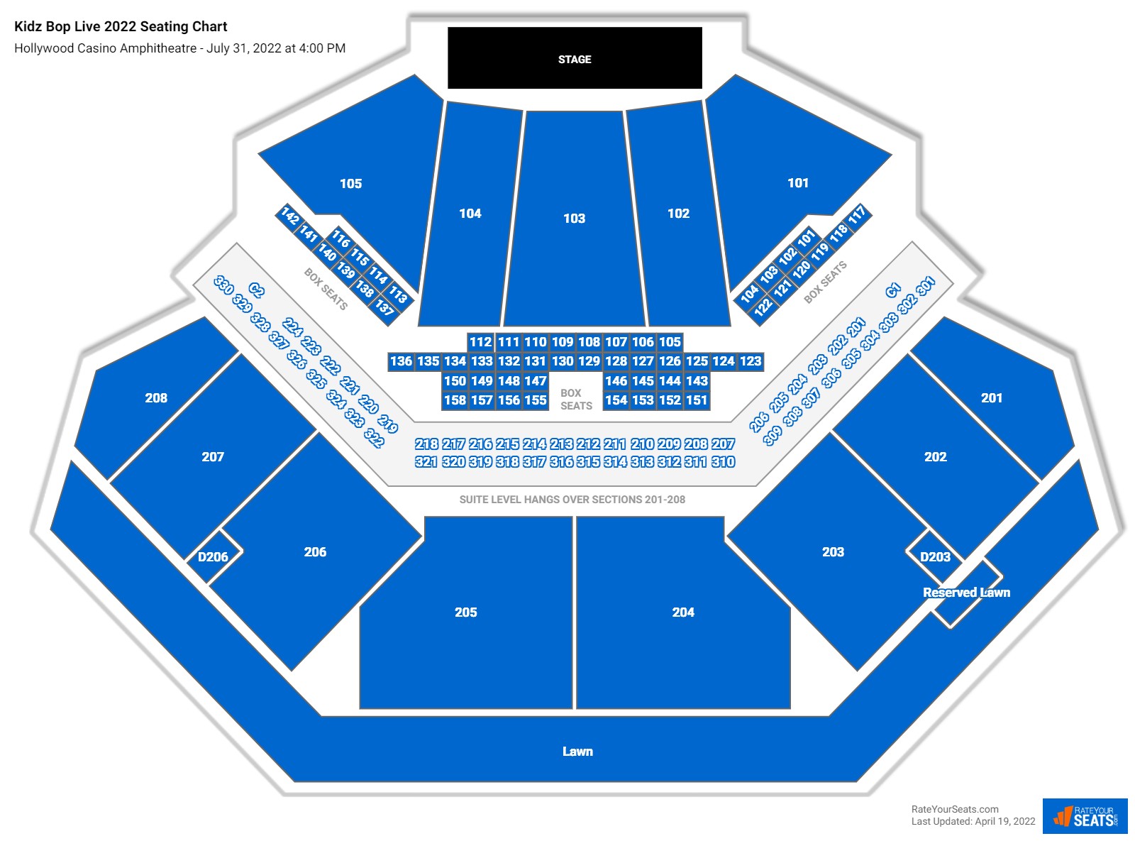 Kidz Bop Live 2022 seating chart Hollywood Casino Amphitheatre