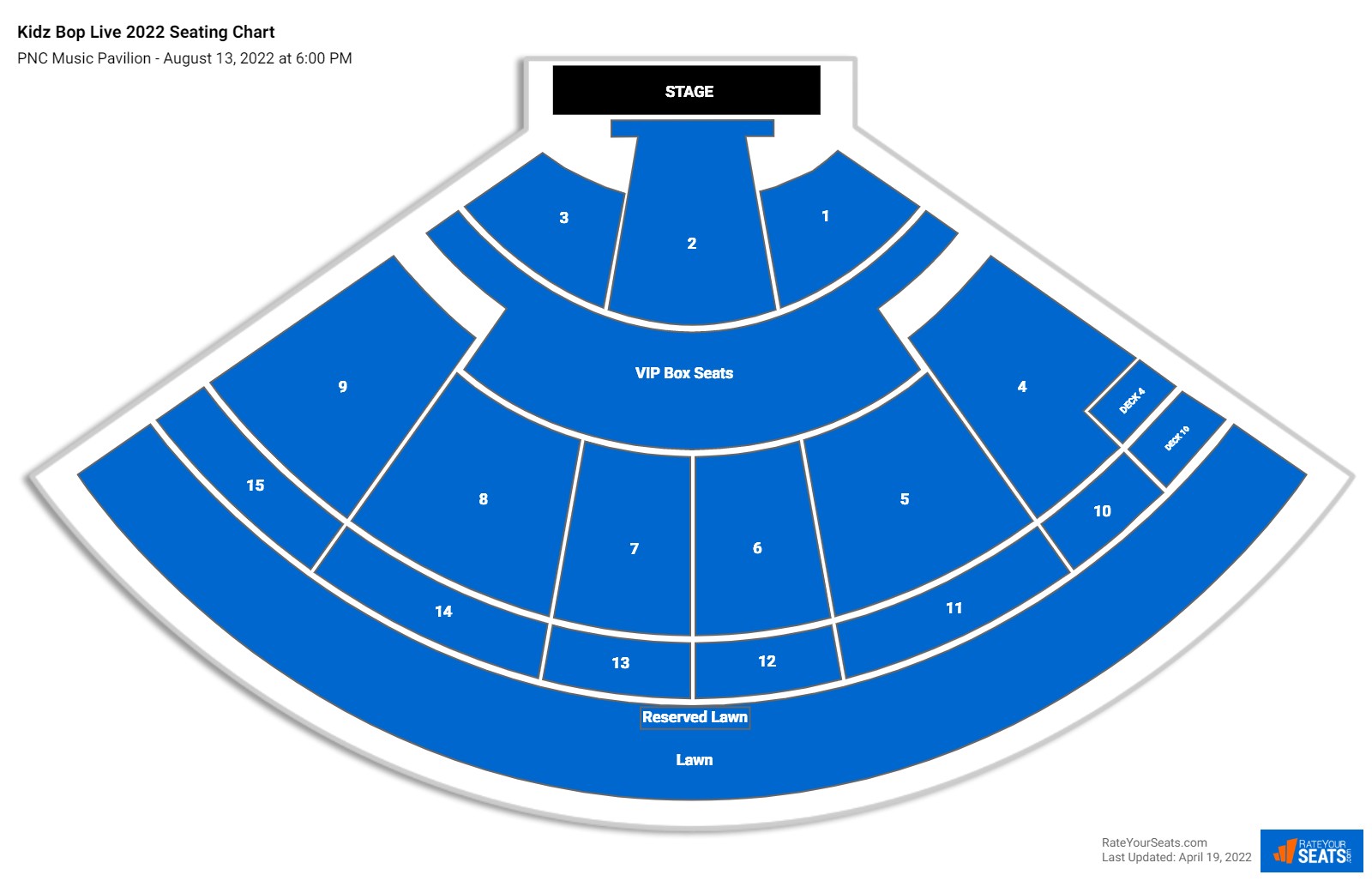 Kidz Bop Live 2022 seating chart PNC Music Pavilion