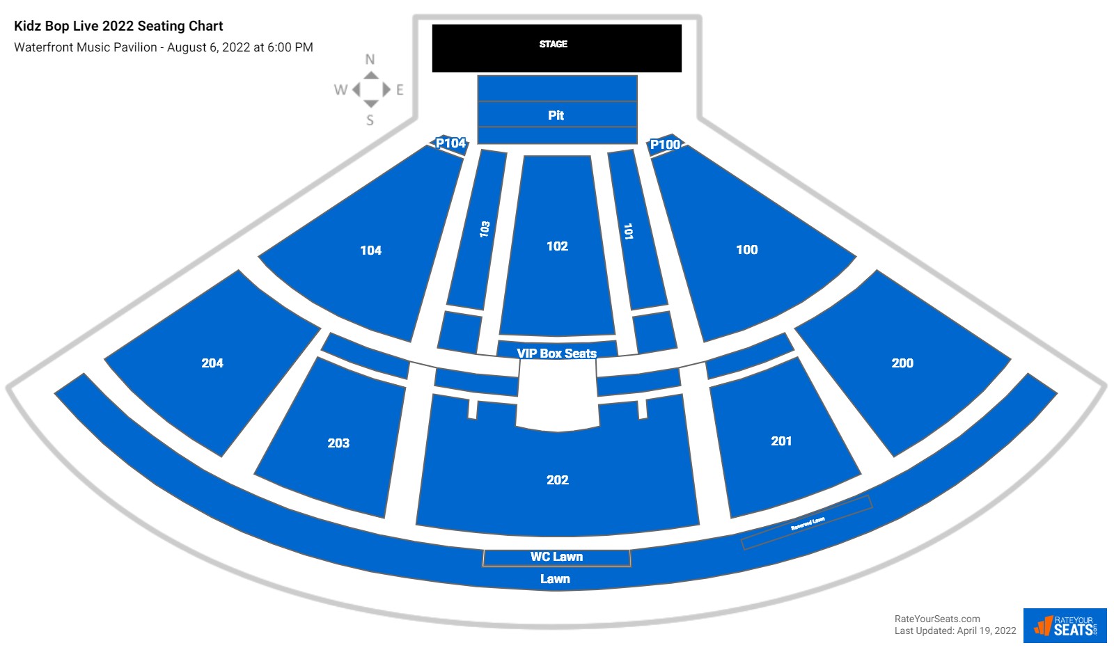 Kidz Bop Live 2022 seating chart Waterfront Music Pavilion