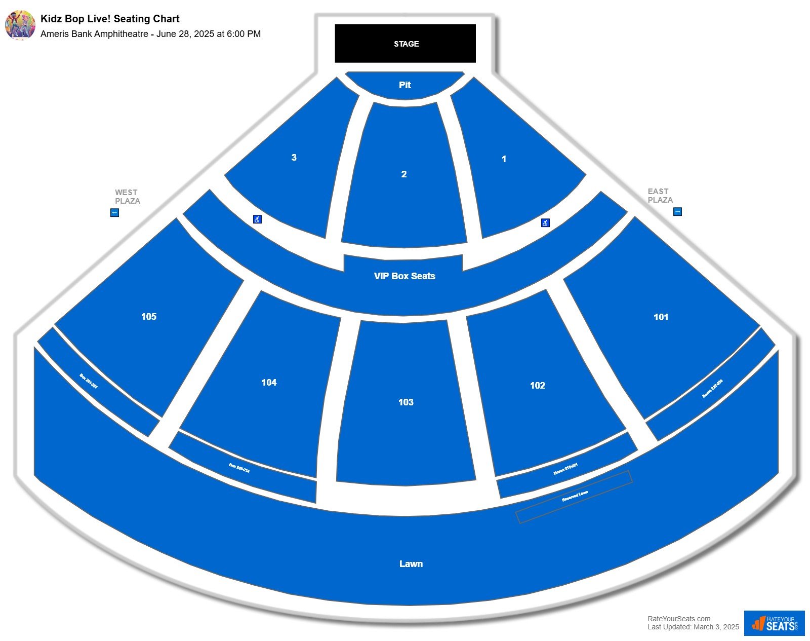Kidz Bop Live! seating chart Ameris Bank Amphitheatre