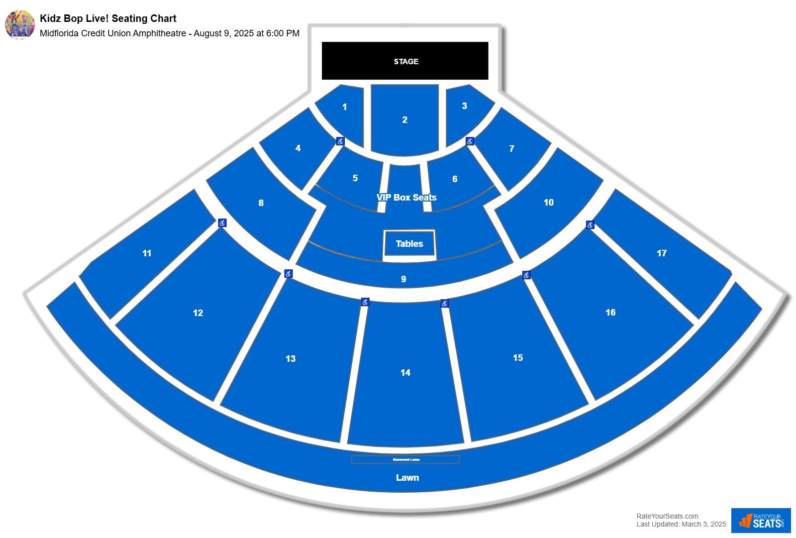 Kidz Bop Live! seating chart Midflorida Credit Union Amphitheatre