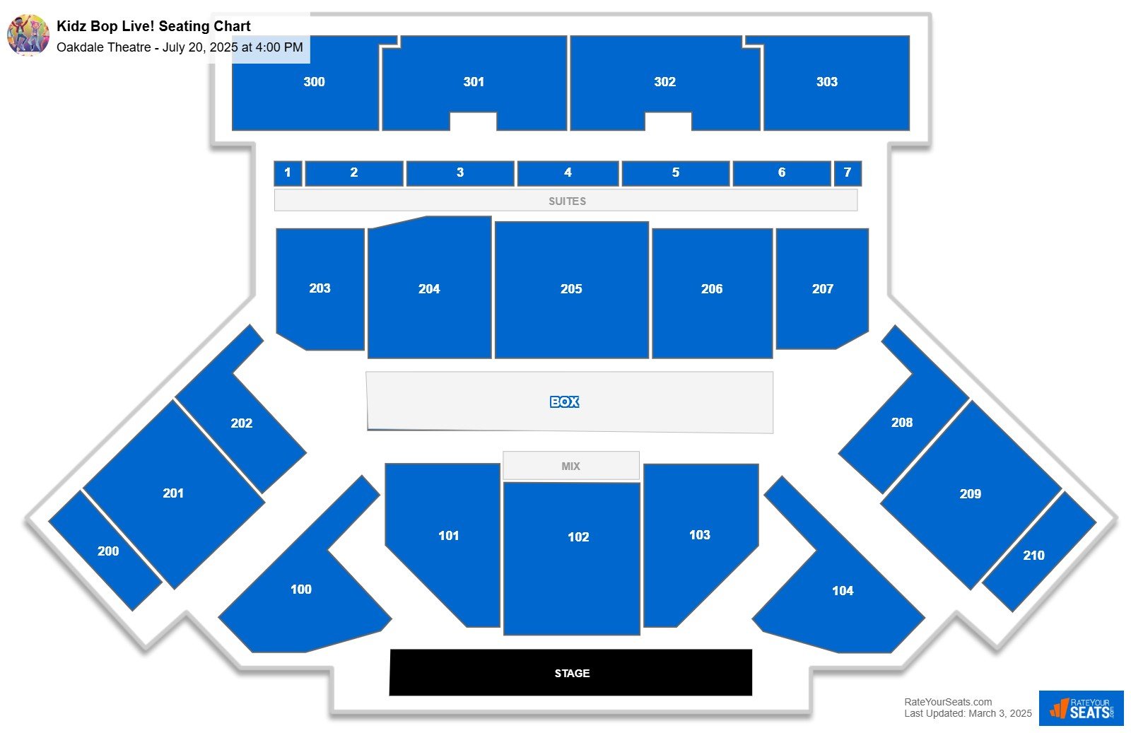 Kidz Bop Live! seating chart Oakdale Theatre