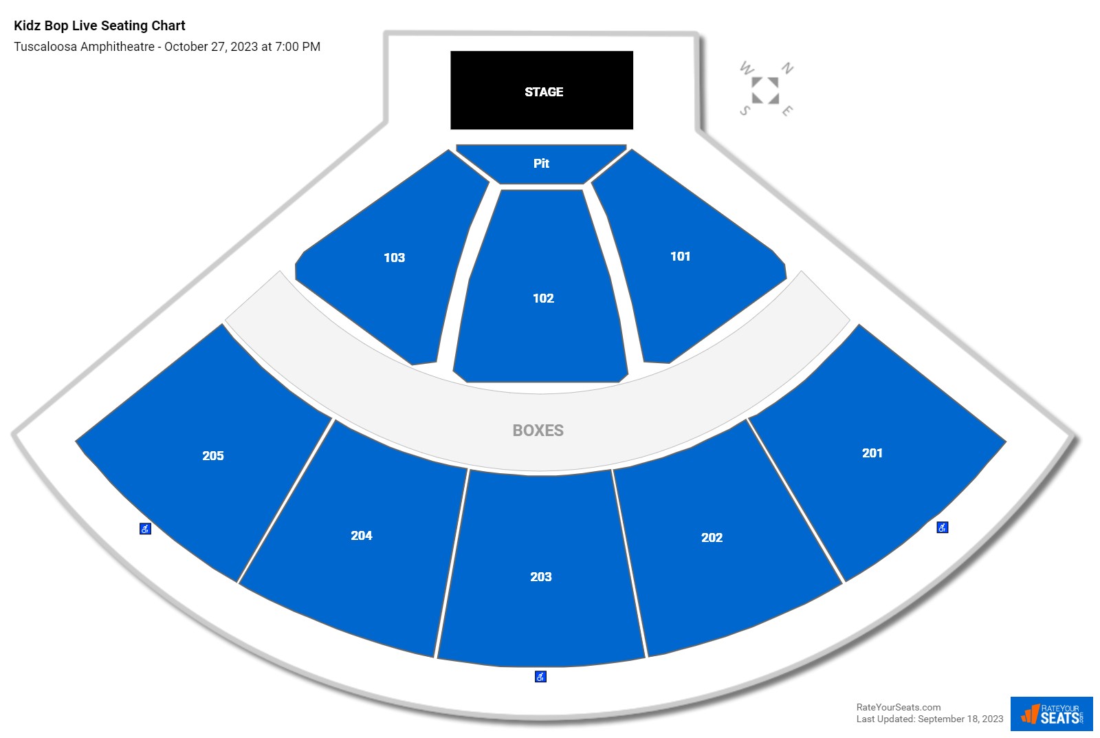 Kidz Bop Live seating chart Tuscaloosa Amphitheatre