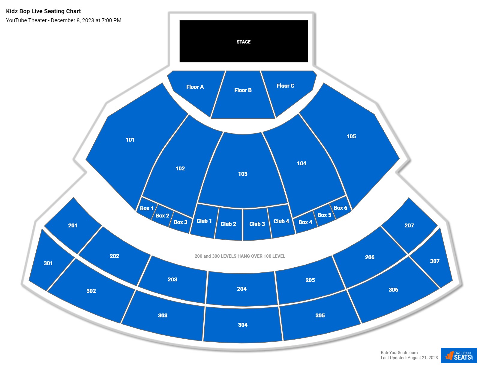 Kidz Bop Live seating chart YouTube Theater