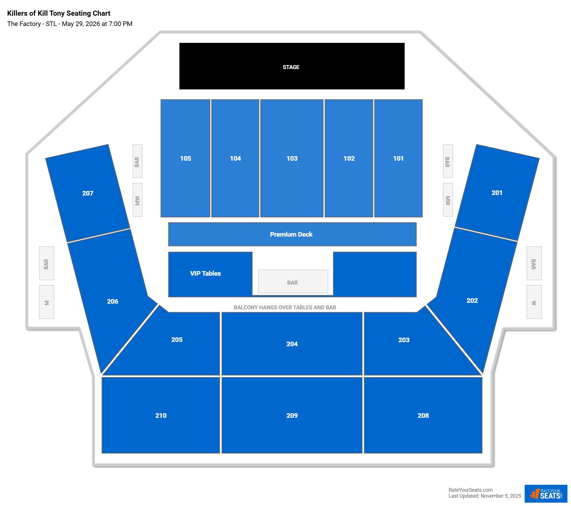 Killers of Kill Tony seating chart The Factory - STL