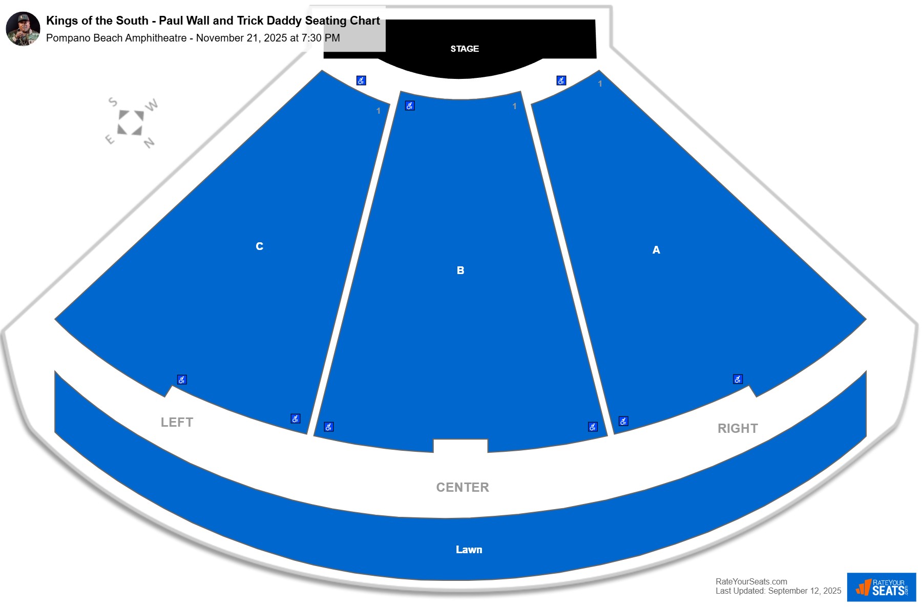 Kings of the South - Paul Wall and Trick Daddy seating chart Pompano Beach Amphitheatre