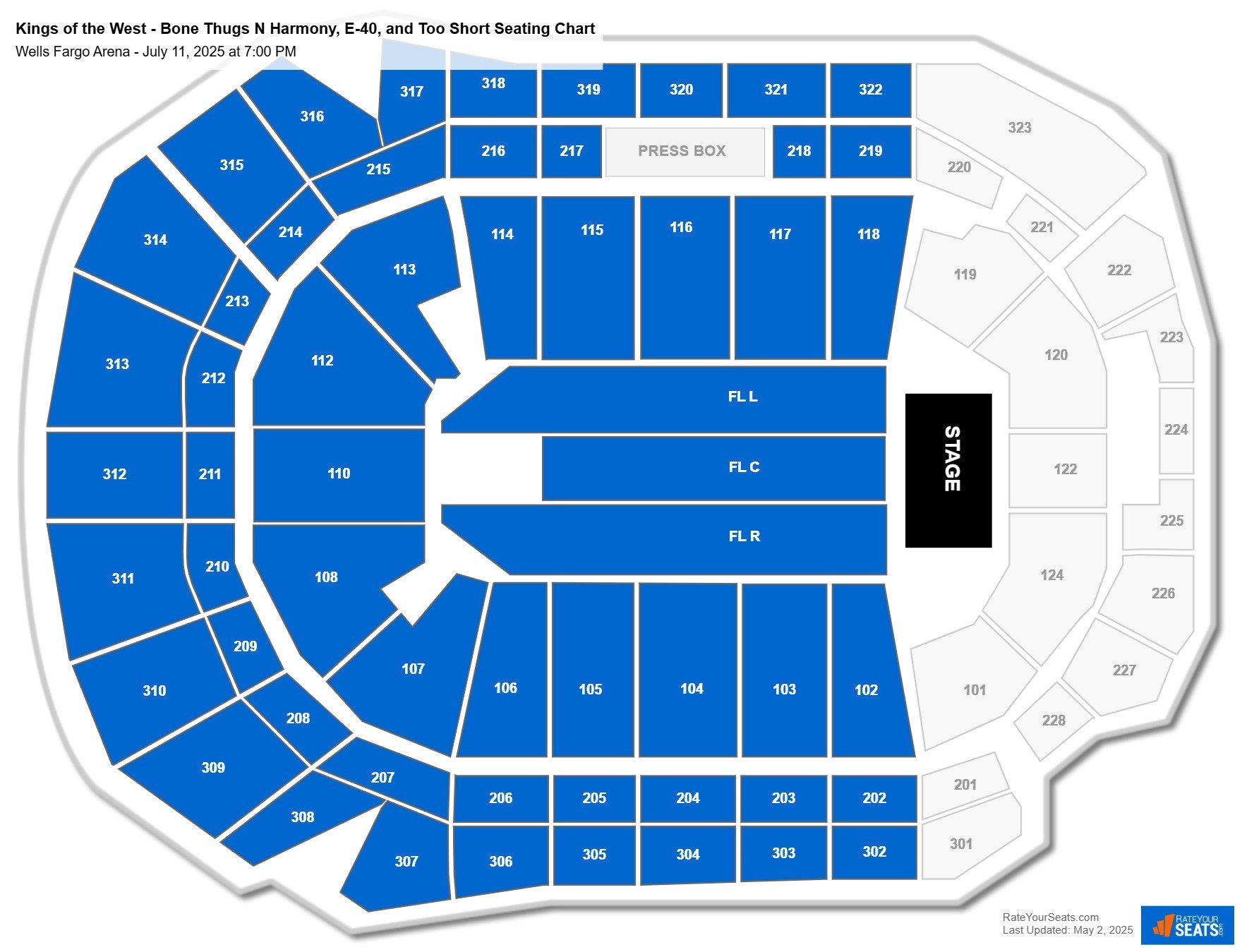 Kings of the West - Bone Thugs N Harmony, E-40, and Too Short seating chart Wells Fargo Arena