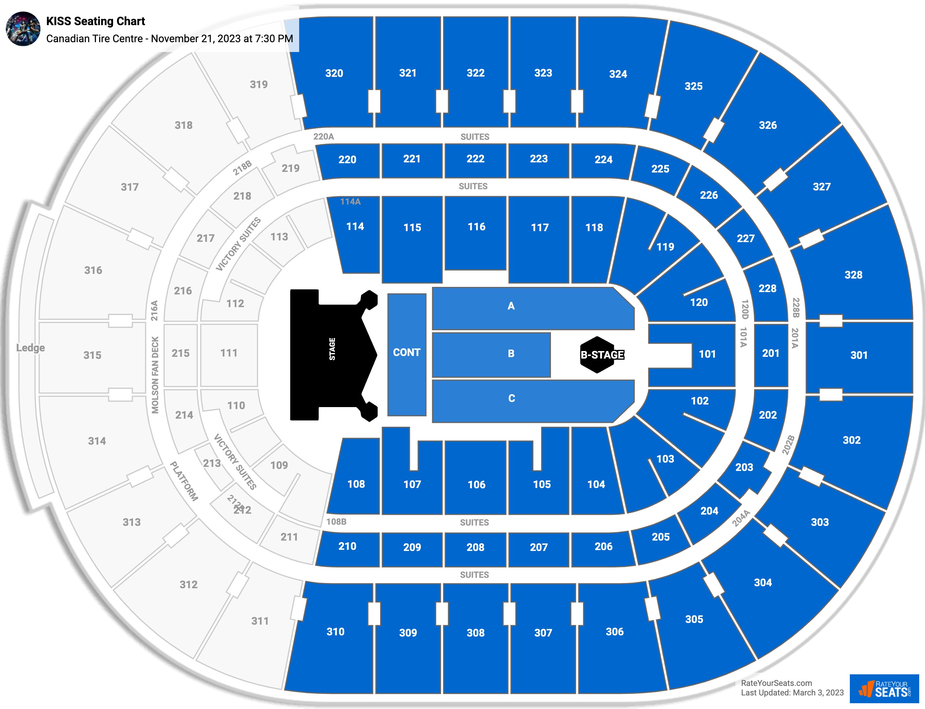 KISS seating chart Canadian Tire Centre