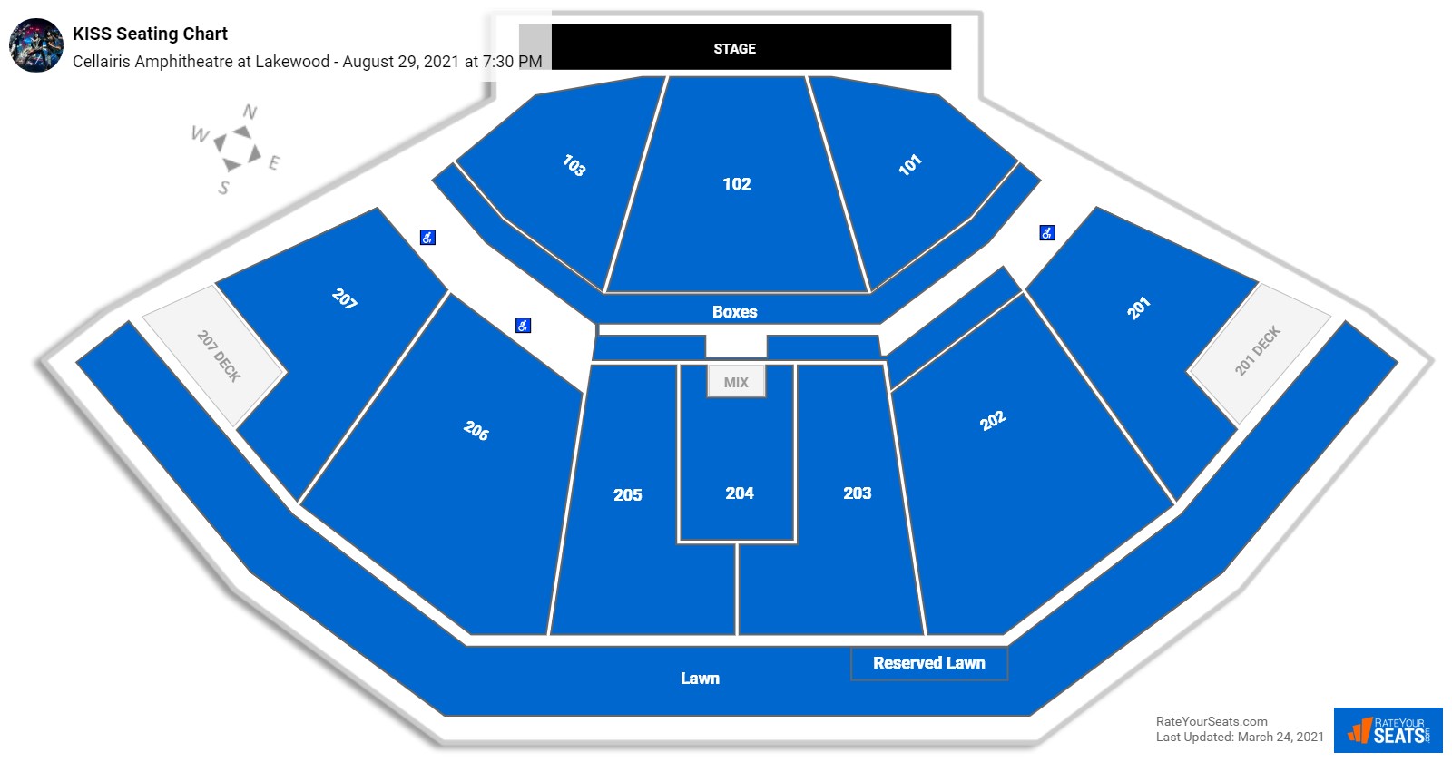 KISS seating chart Cellairis Amphitheatre at Lakewood