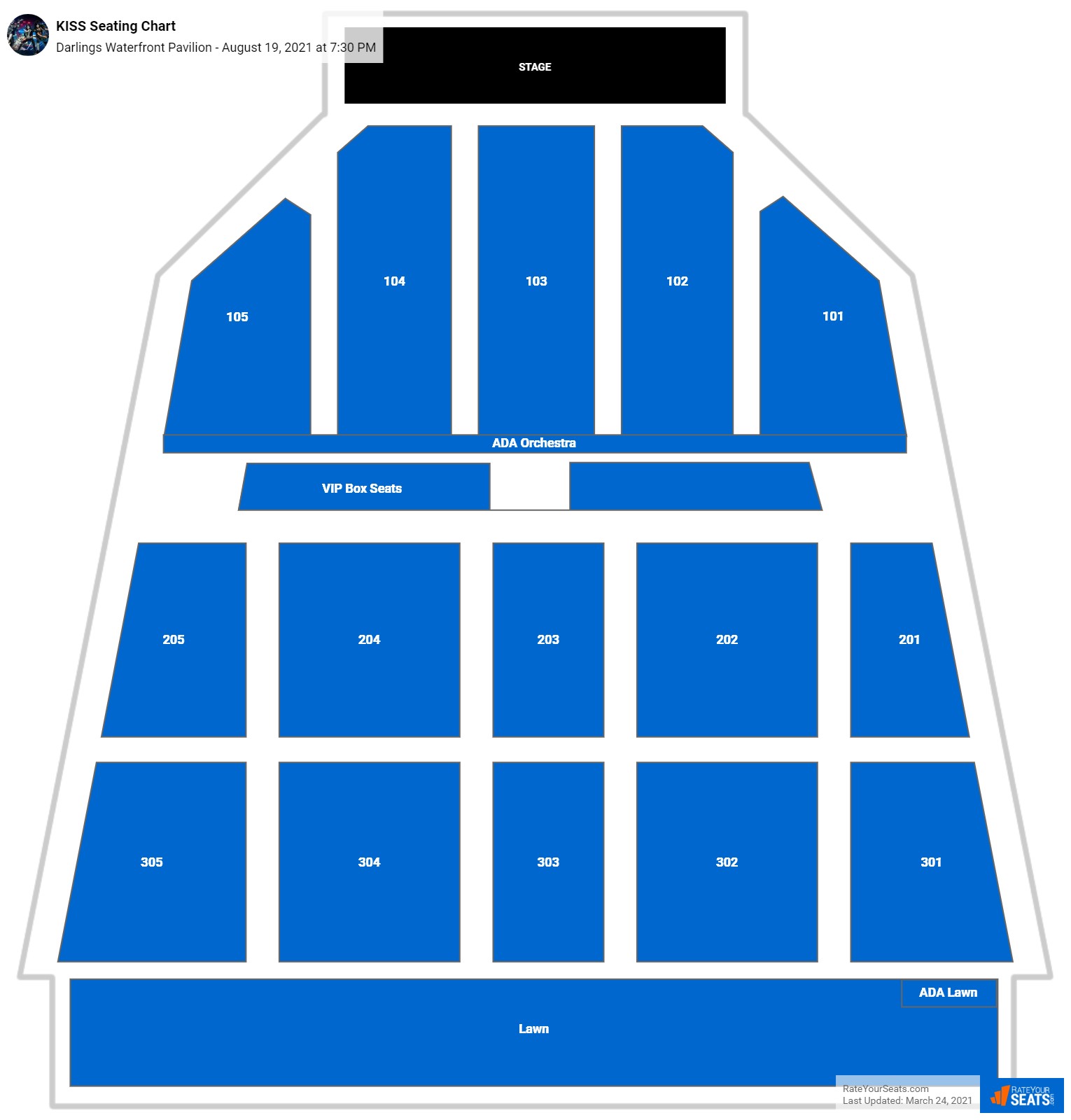 KISS seating chart Darlings Waterfront Pavilion