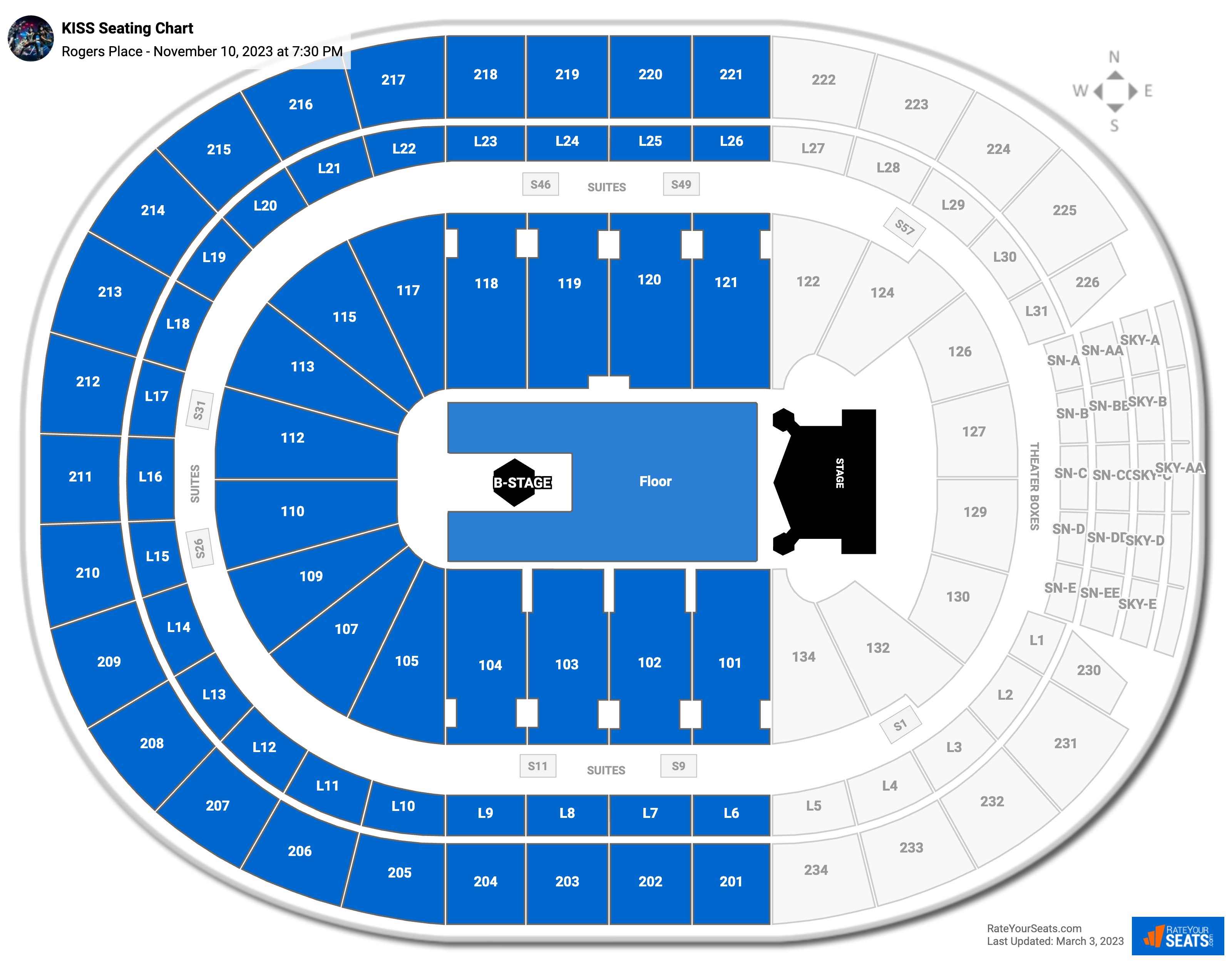 KISS seating chart Rogers Place