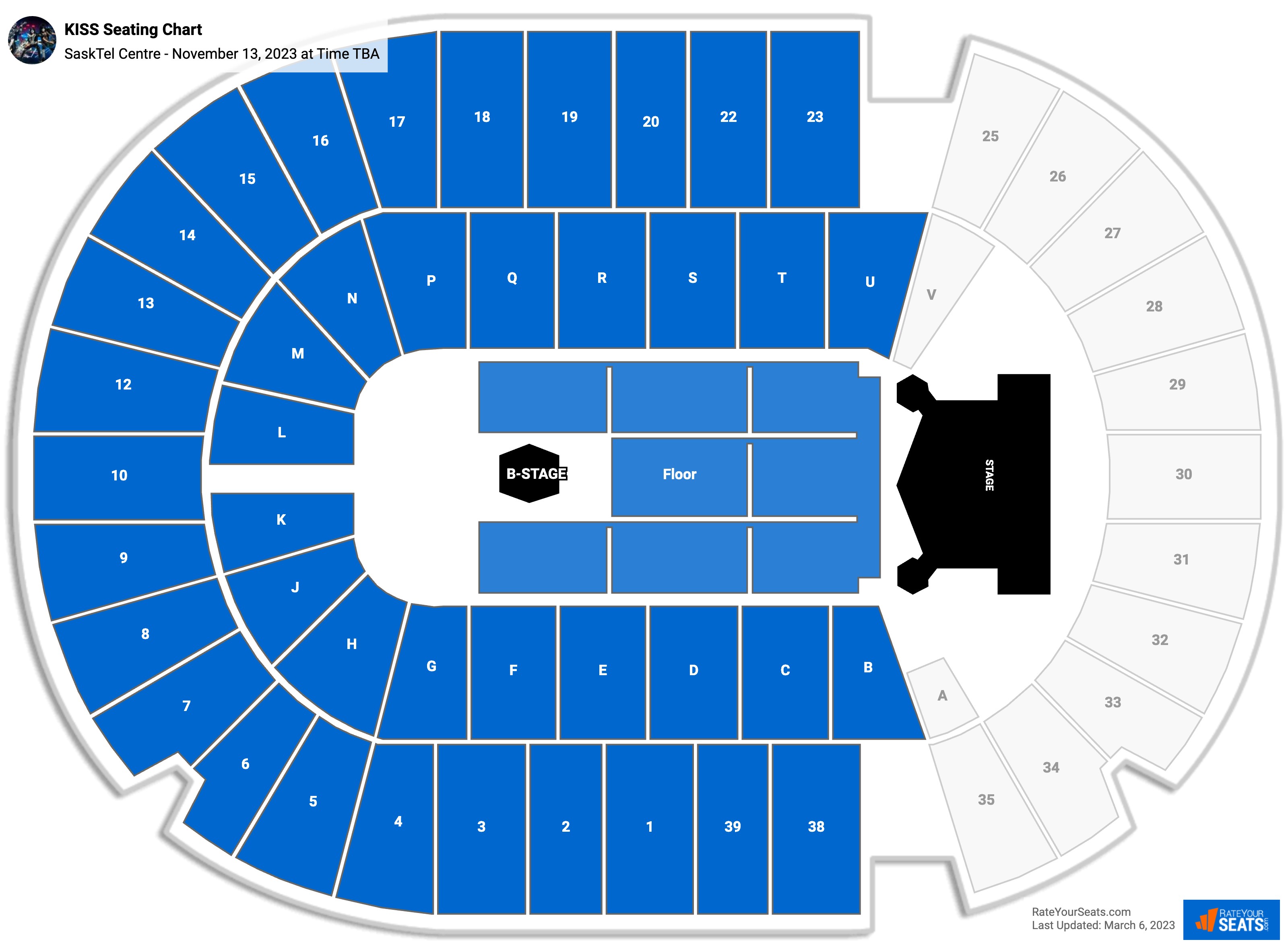 KISS seating chart SaskTel Centre