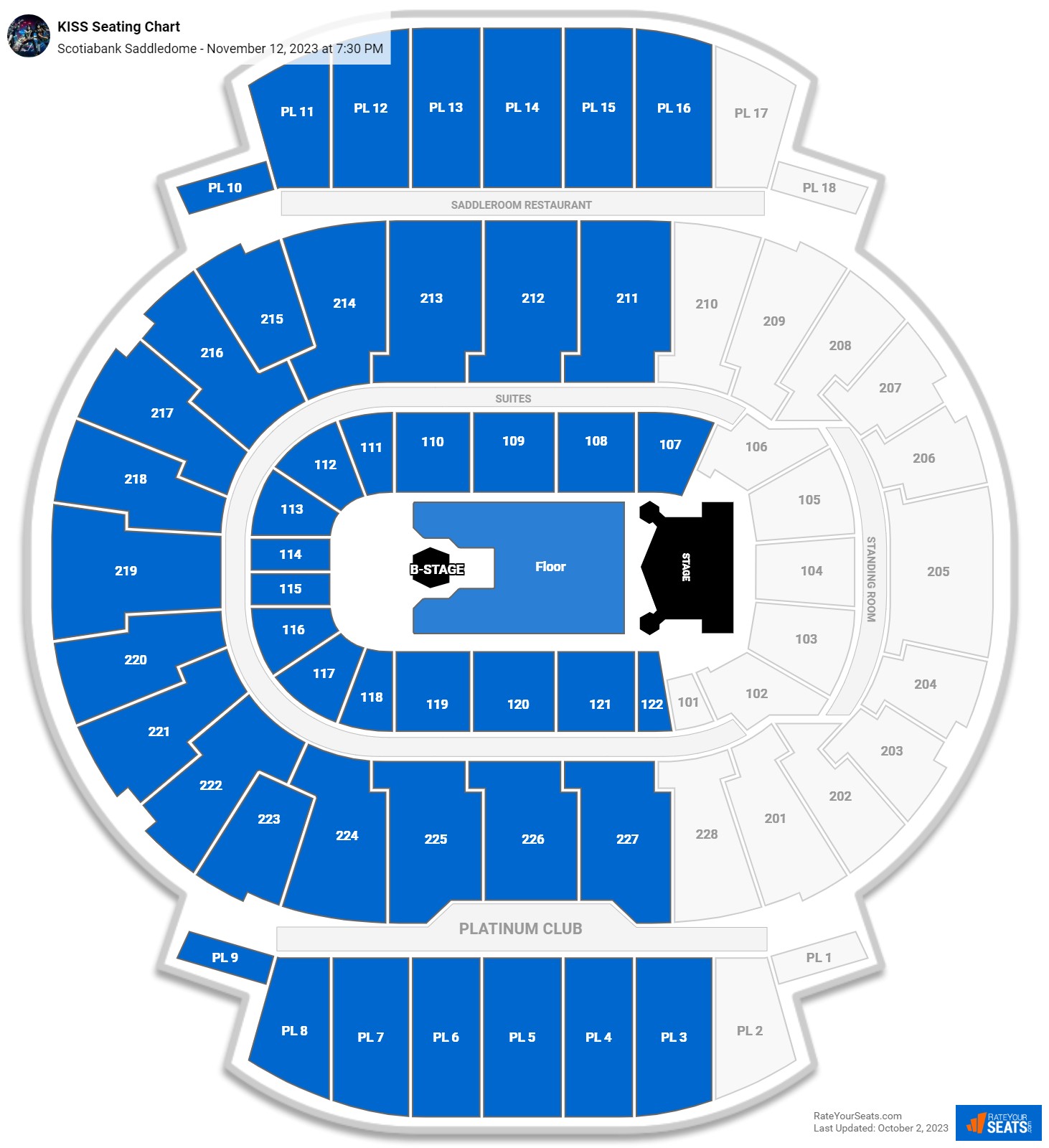 KISS seating chart Scotiabank Saddledome