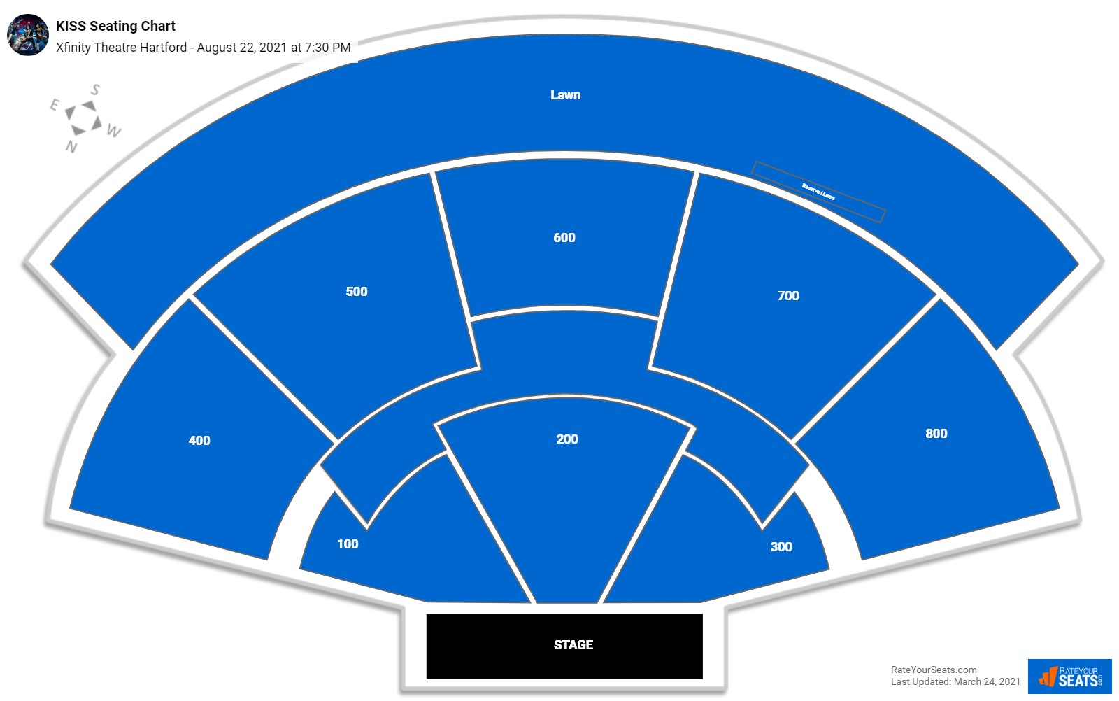KISS seating chart Xfinity Theatre Hartford