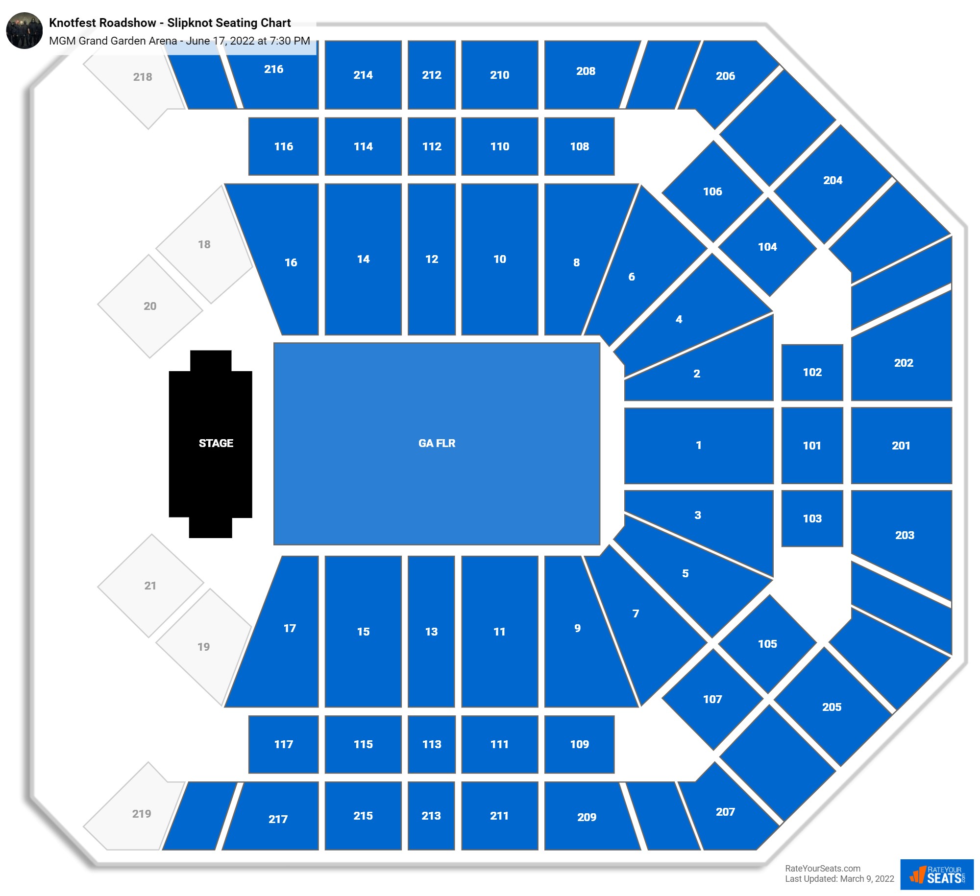 Knotfest Roadshow - Slipknot seating chart MGM Grand Garden Arena