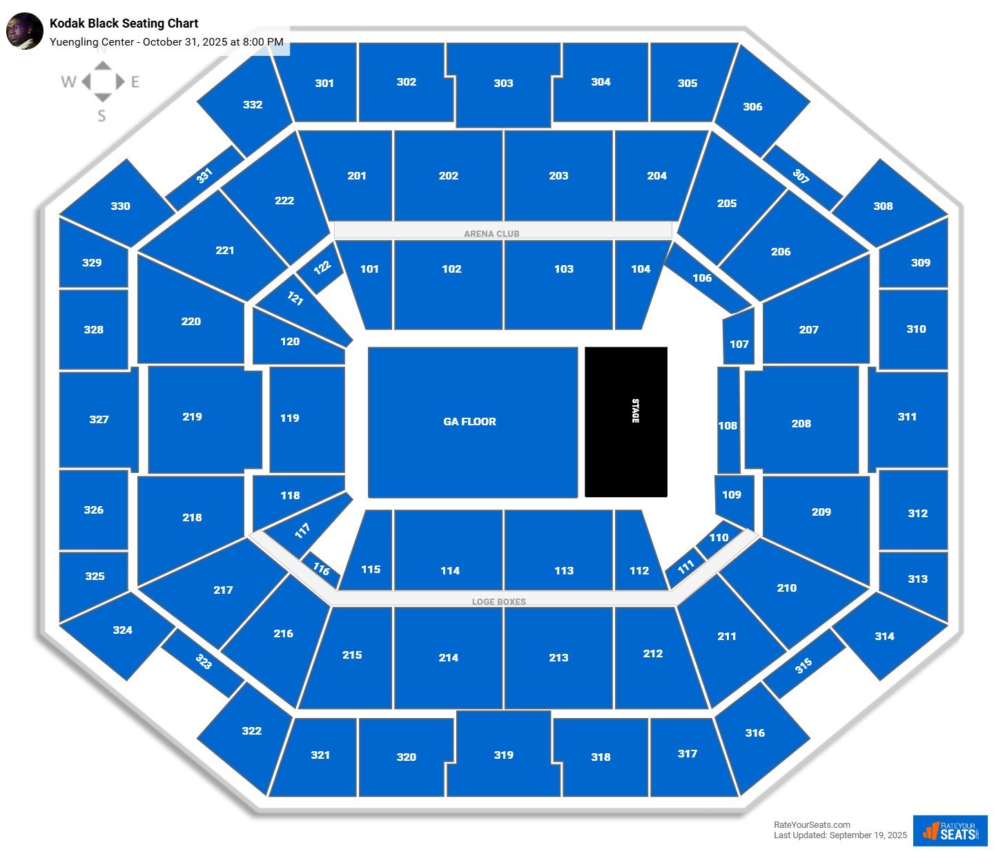 Kodak Black seating chart Yuengling Center