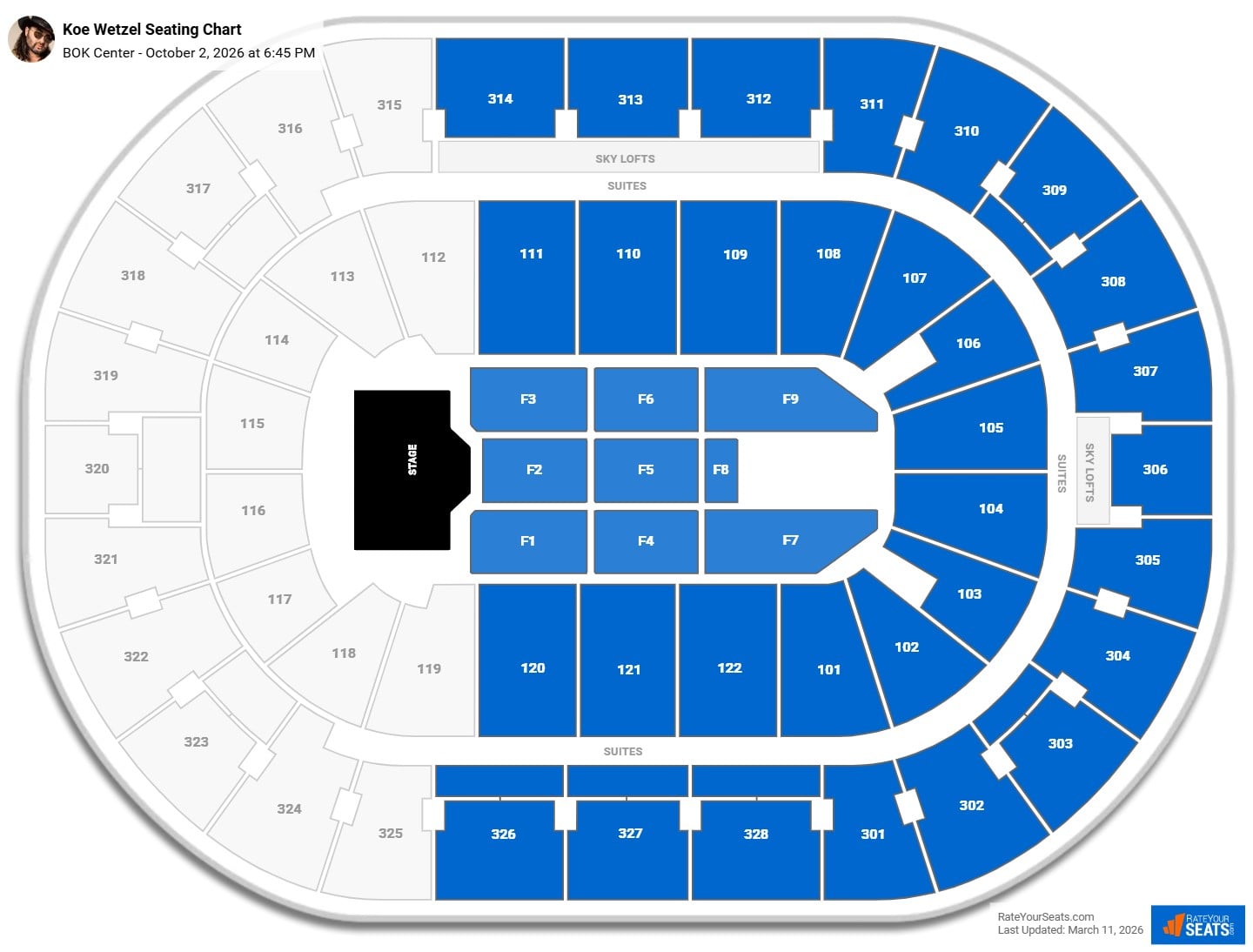 Koe Wetzel seating chart BOK Center