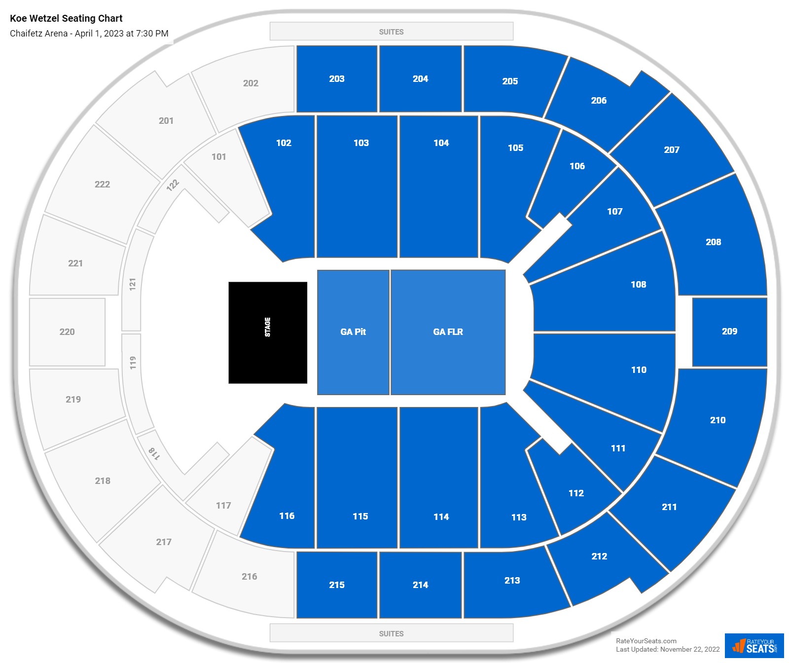Koe Wetzel seating chart Chaifetz Arena