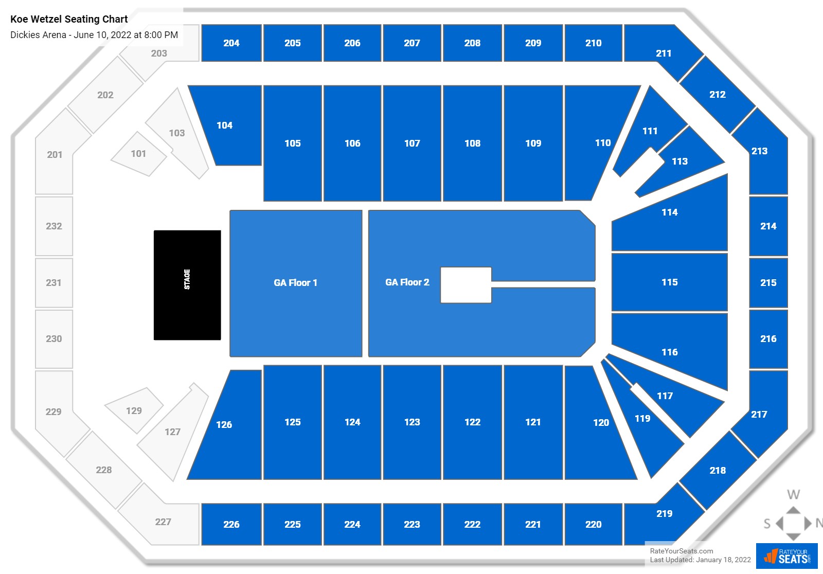 Koe Wetzel seating chart Dickies Arena