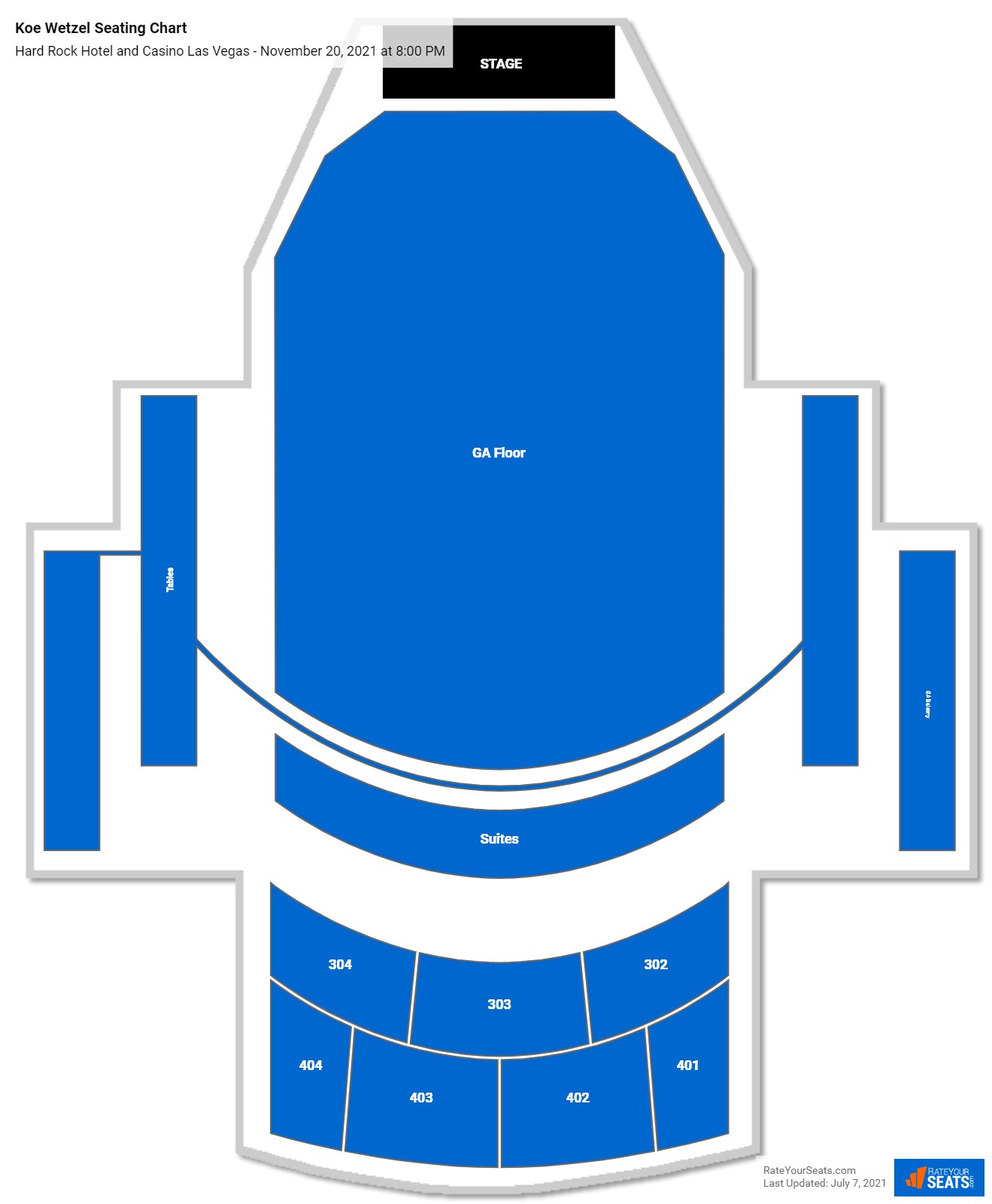 Koe Wetzel seating chart Hard Rock Hotel and Casino Las Vegas