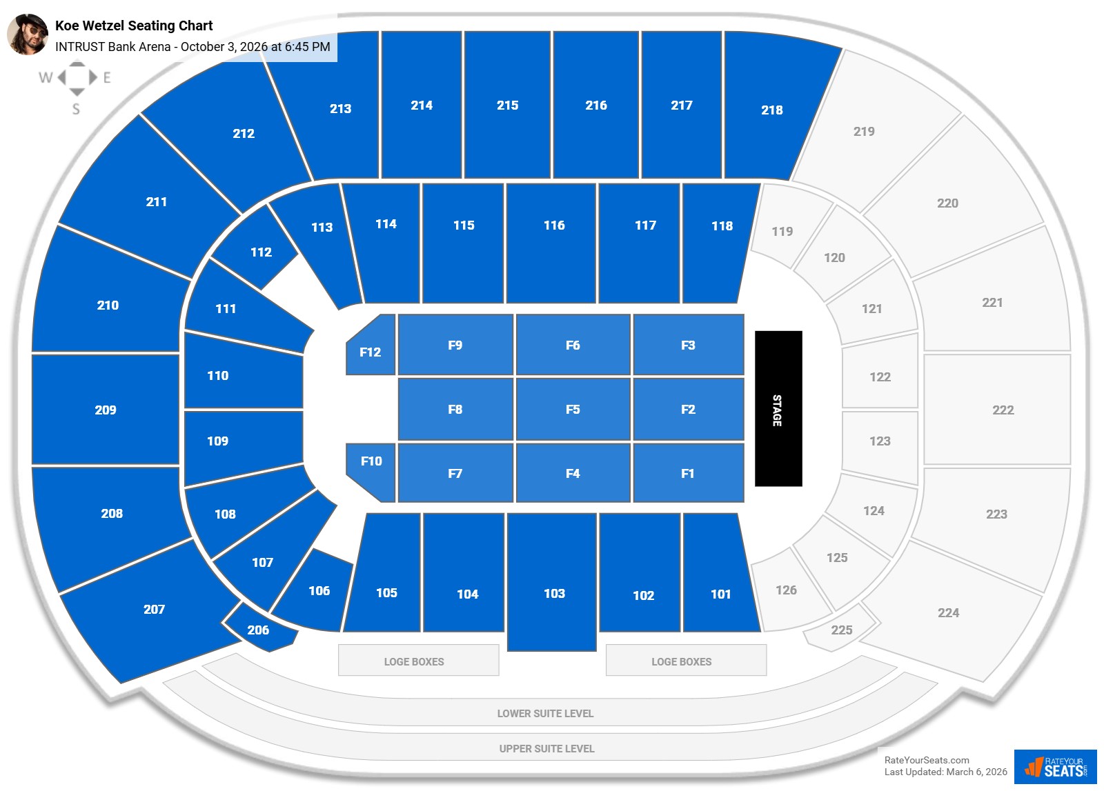 Koe Wetzel seating chart INTRUST Bank Arena