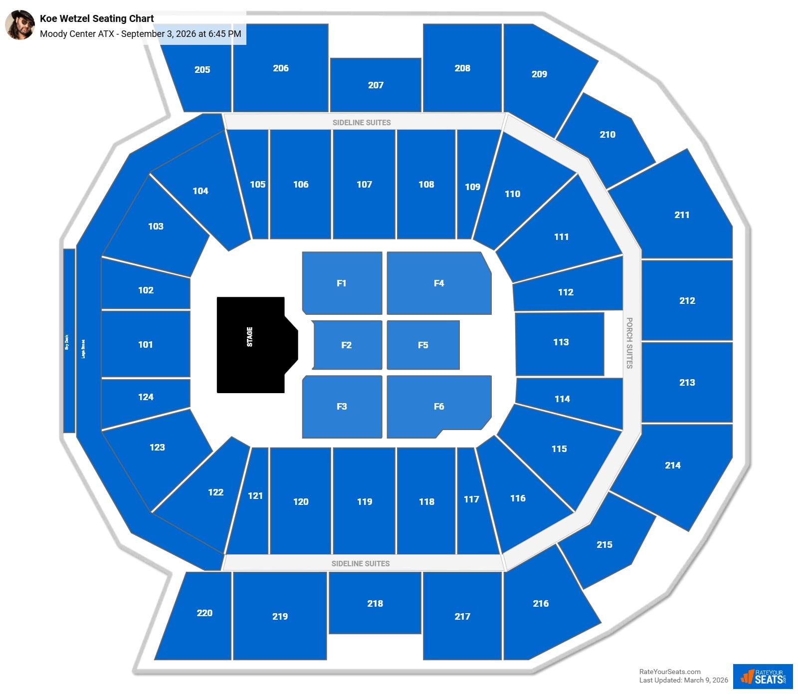 Koe Wetzel seating chart Moody Center ATX