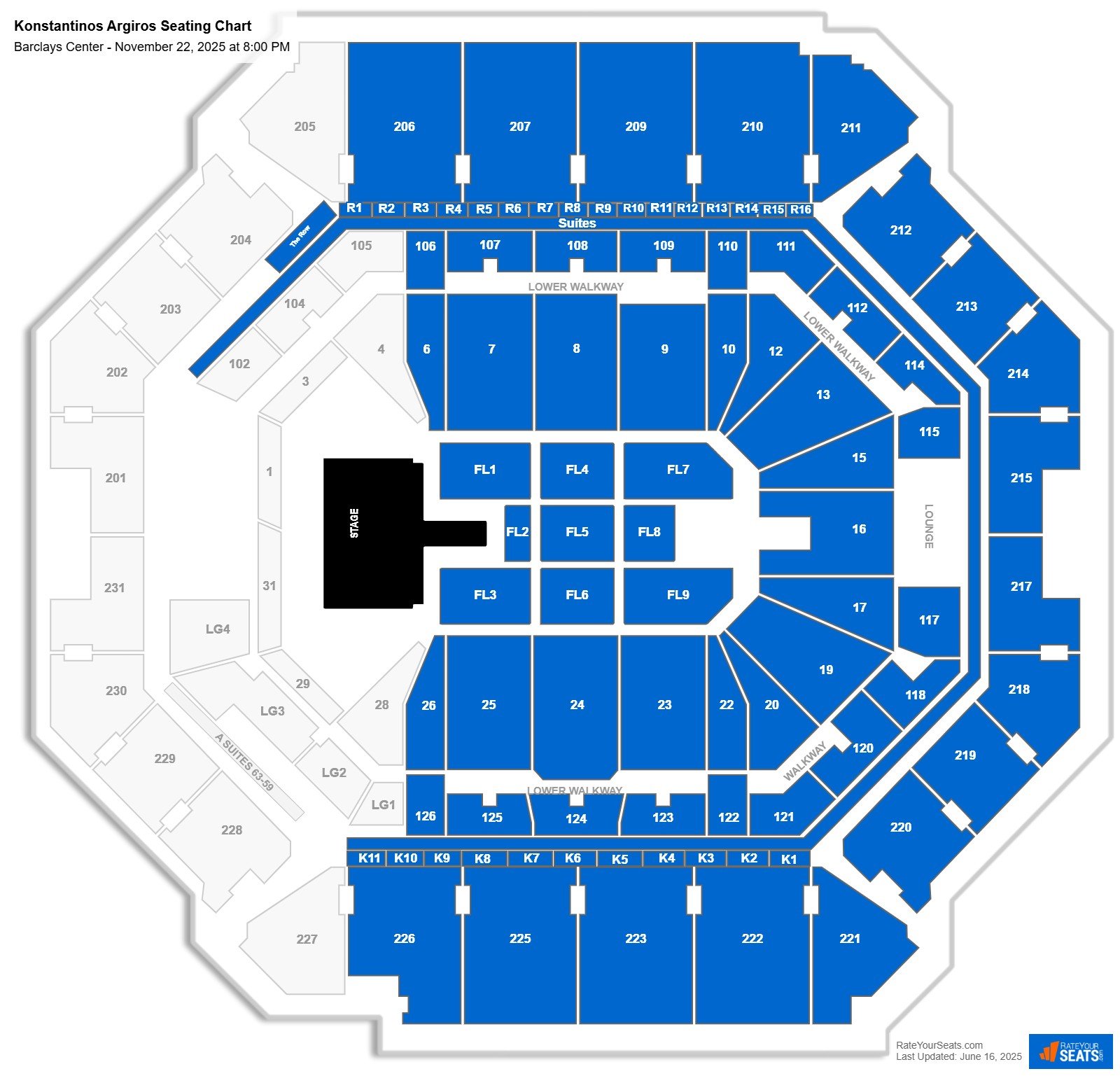 Konstantinos Argiros seating chart Barclays Center
