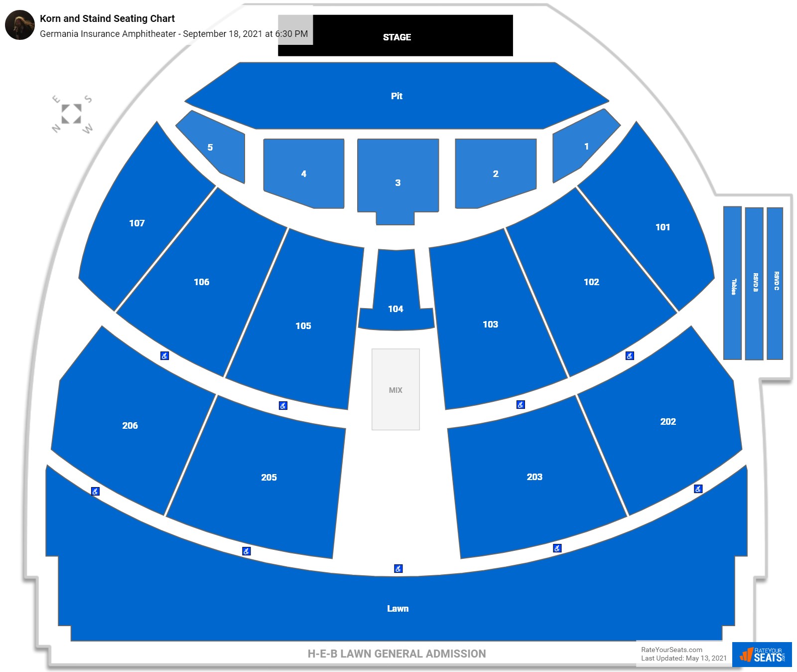 Korn and Staind seating chart Germania Insurance Amphitheater