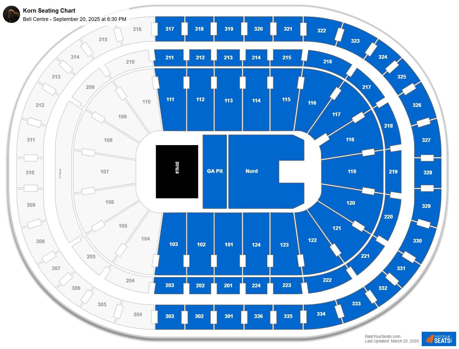 Korn seating chart Bell Centre